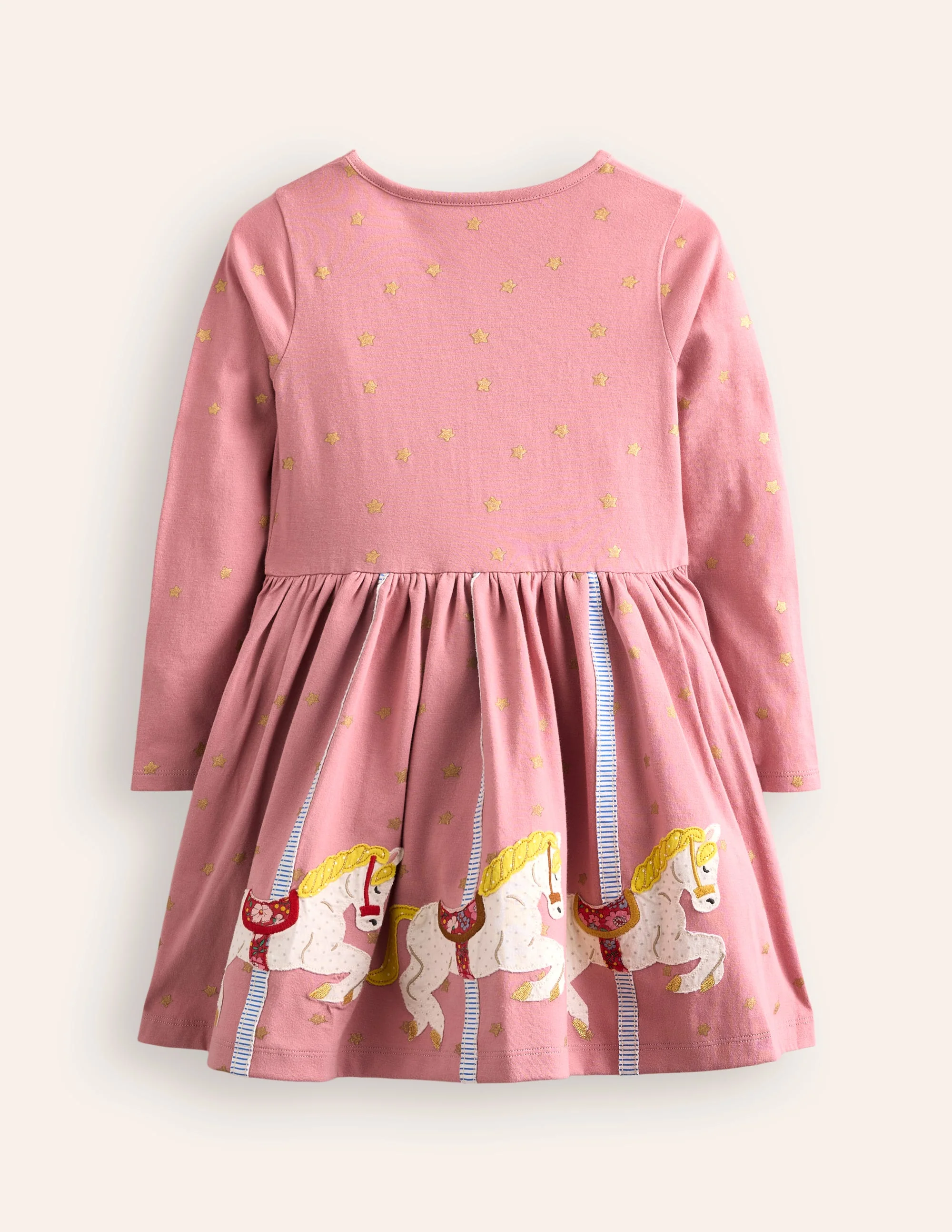 Appliqué Hem Jersey Dress-Vintage Pink Carousel - Image 2
