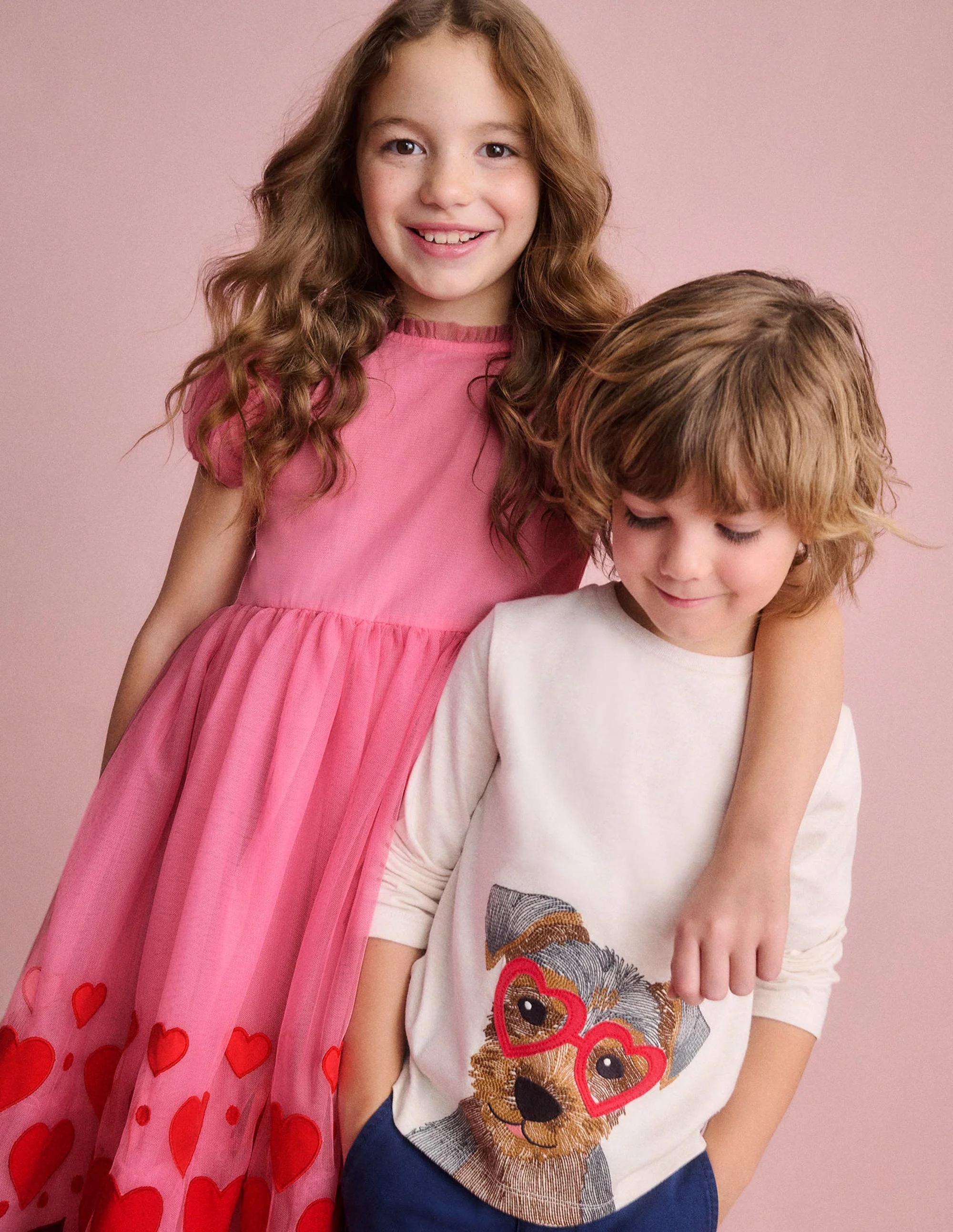Appliqué Hem Tulle Dress-Bubblegum Pink Hearts - Image 5