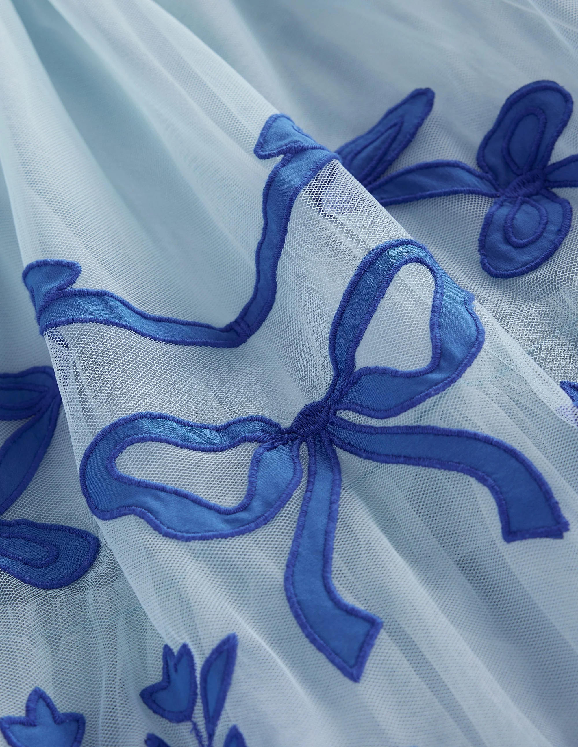 Appliqué Hem Tulle Dress-Vintage Blue Bows - Image 3