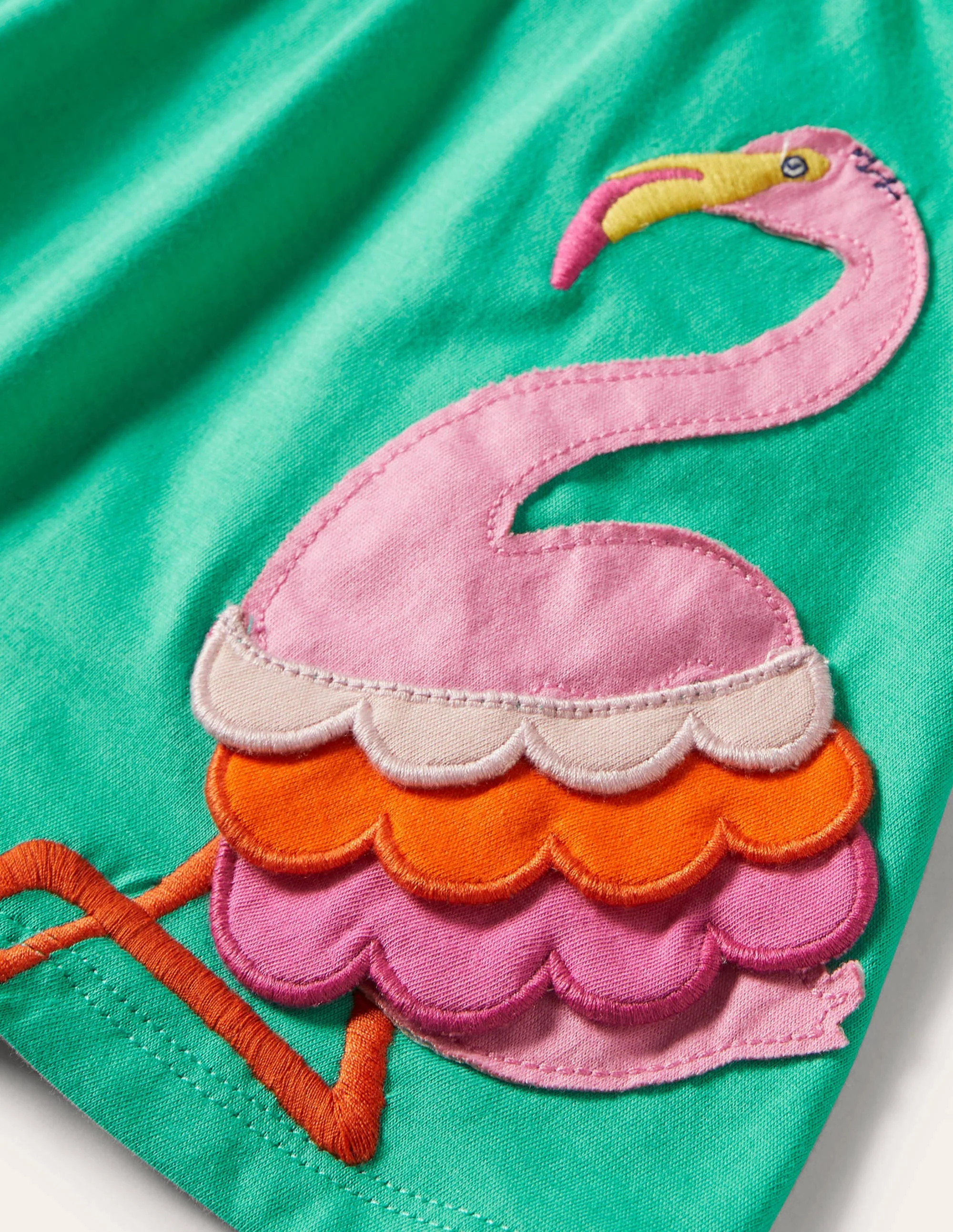 Applique Jersey Skort-Tropical Green Flamingo - Image 3