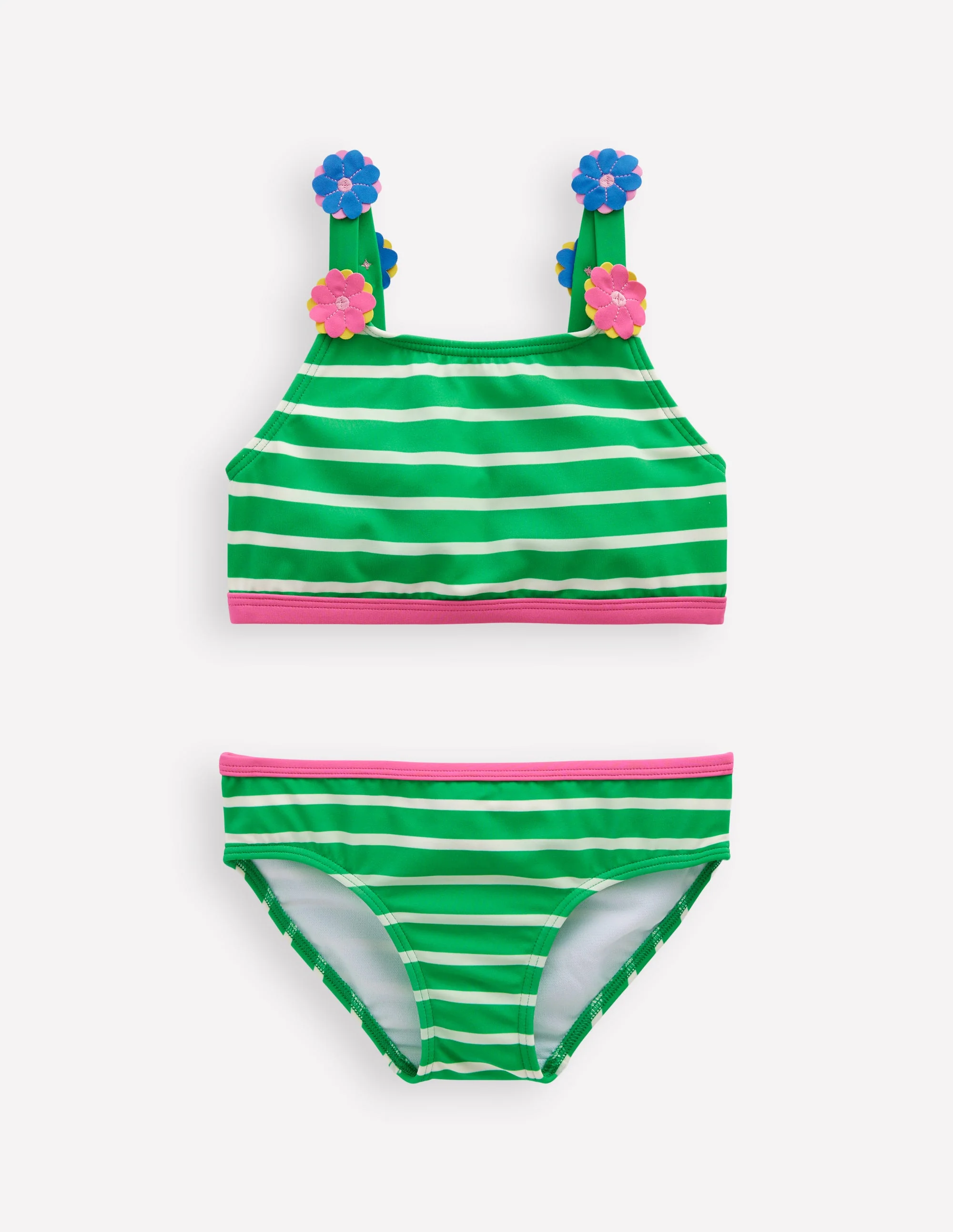 Applique Strap Bikini-Sapling Green Stripe Hearts