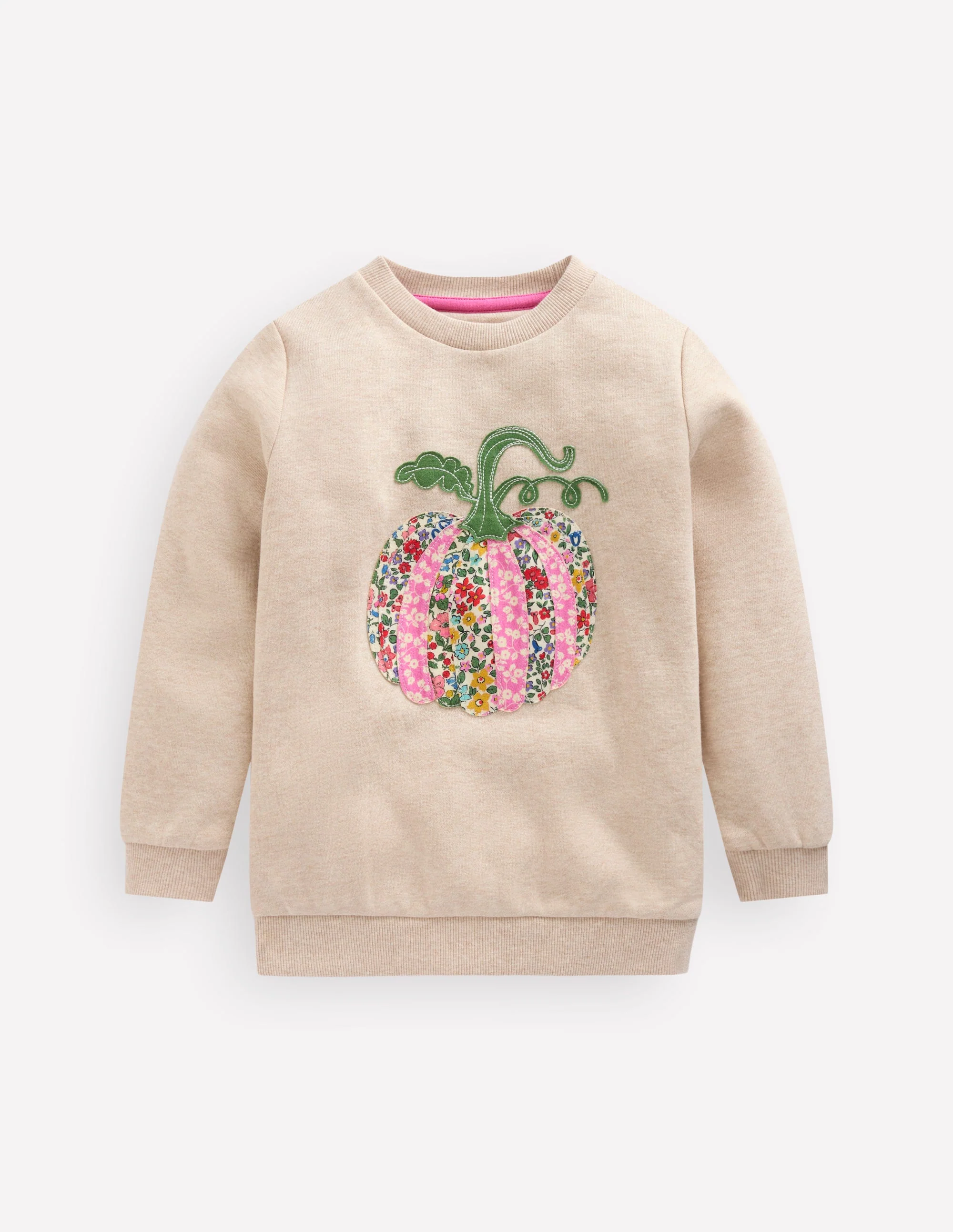 Applique Sweatshirt-Oatmeal Marl Pumpkin