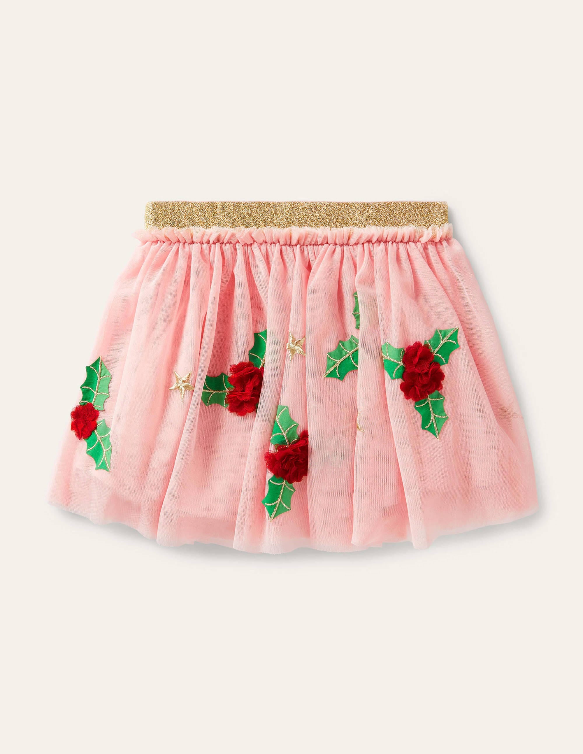 Appliqué Tulle Skirt-Boto Pink Holly