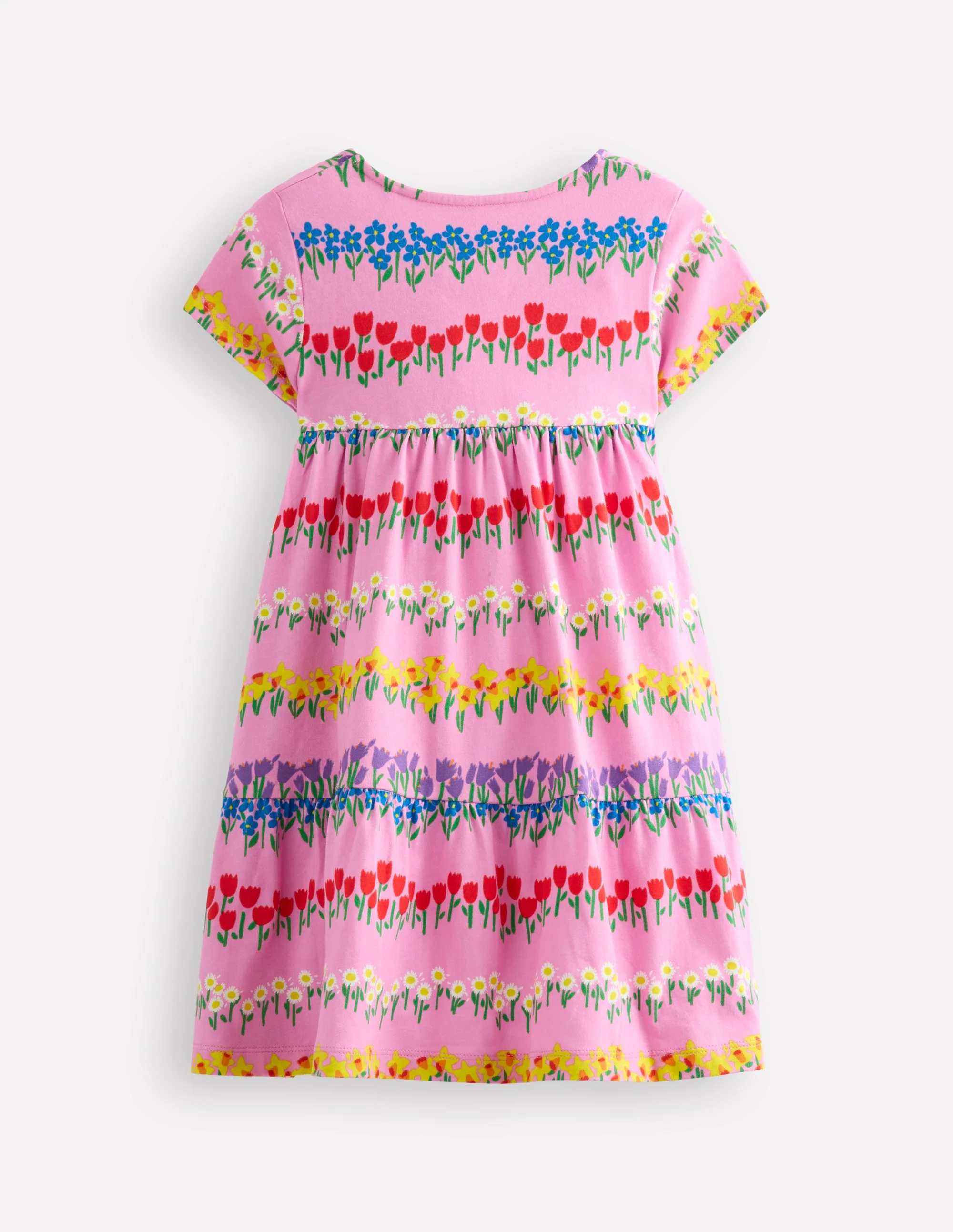 Ariel Twirly Jersey Dress-Cosmos Pink Floral Stripe - Image 2