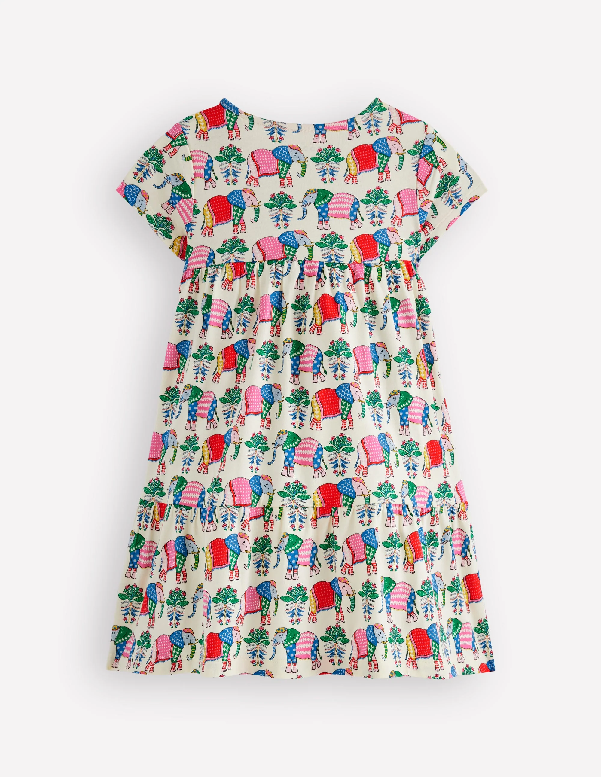 Ariel Twirly Jersey Dress-Multi Elephant Woodblock - Image 2