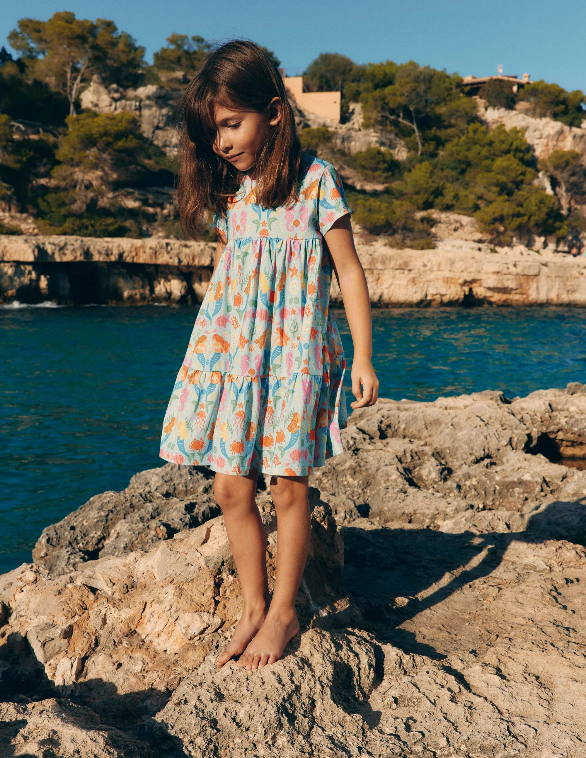 Ariel Twirly Jersey Dress-Pale Blue Mermaids - Image 4