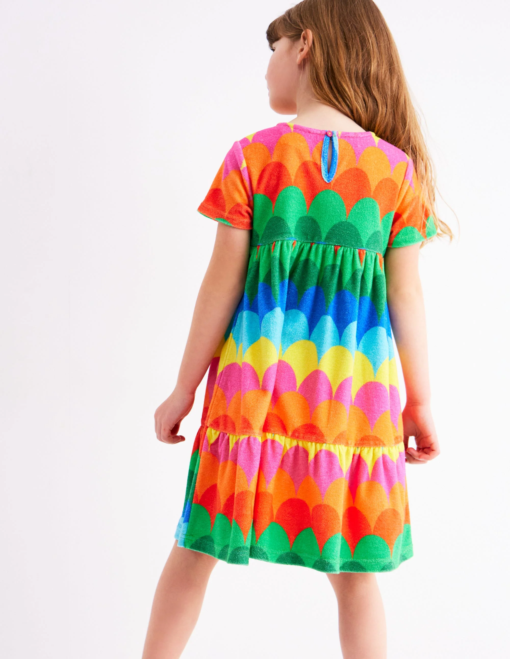 Ariel Twirly Towelling Dress-Multi Scallop Stripe - Image 3