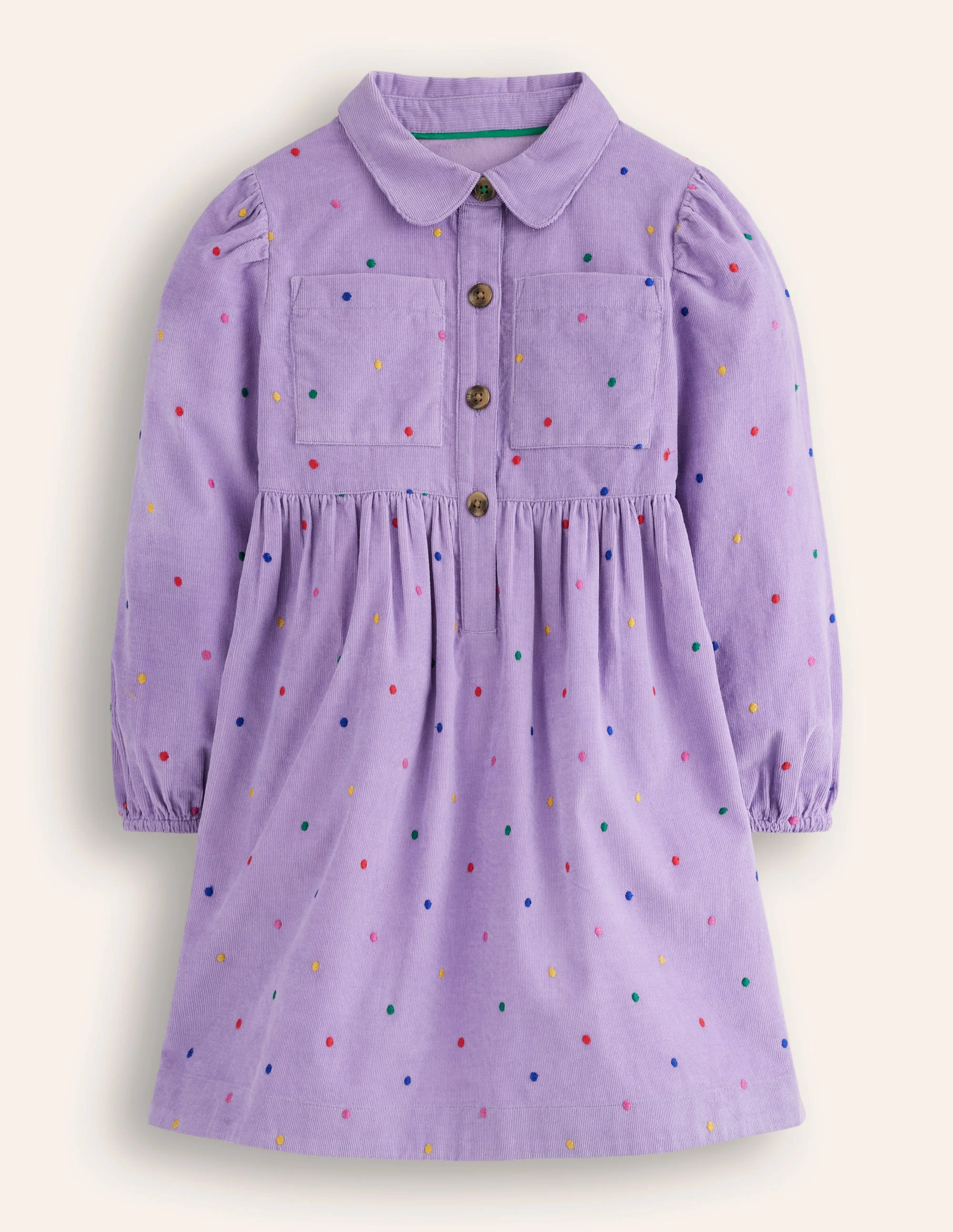 Aubrey Puff Sleeve Shirt Dress-Aster Purple Embroidered Spot - Image 3