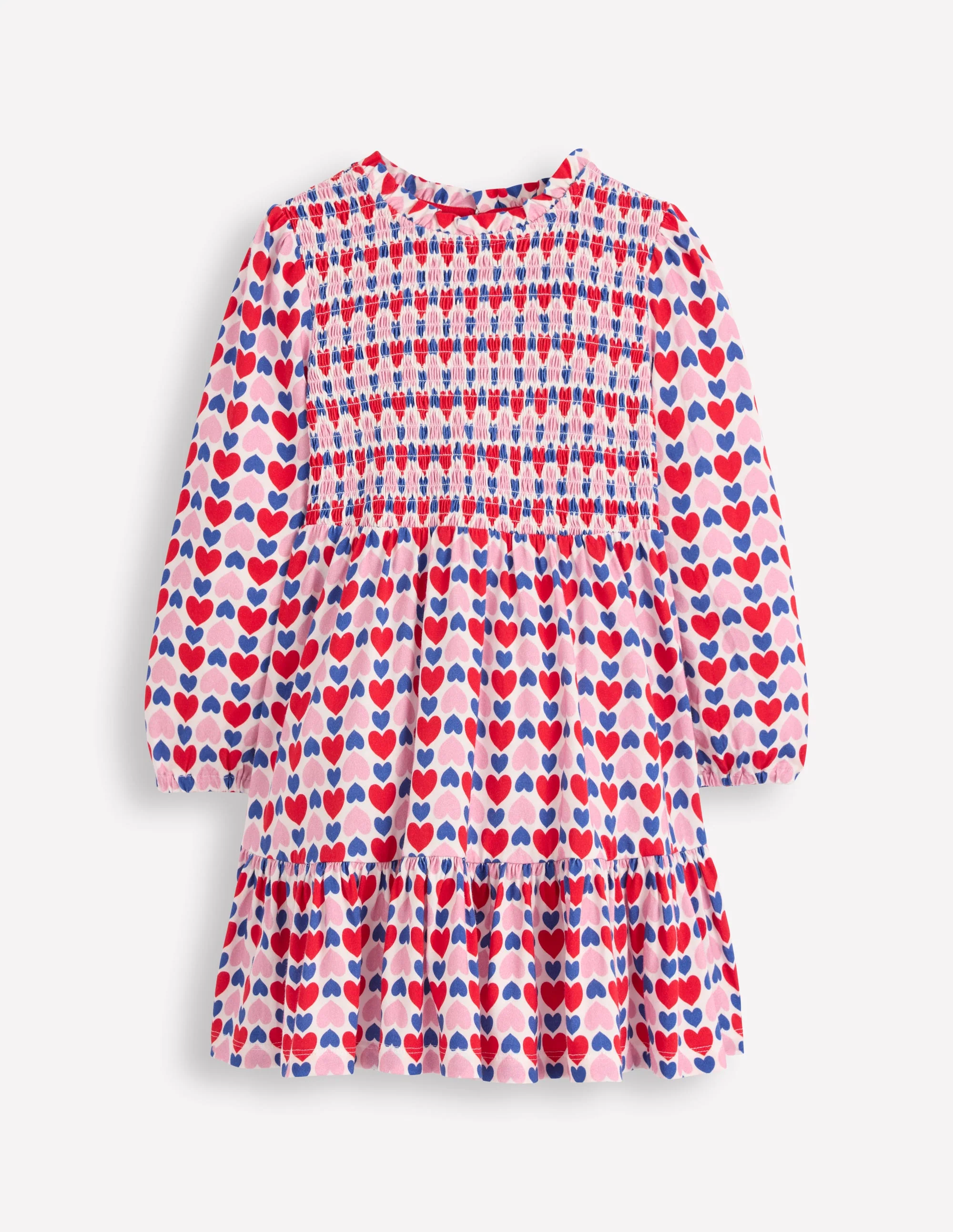 Aurora Long Sleeve Dress-Poppy Red Geo Heart