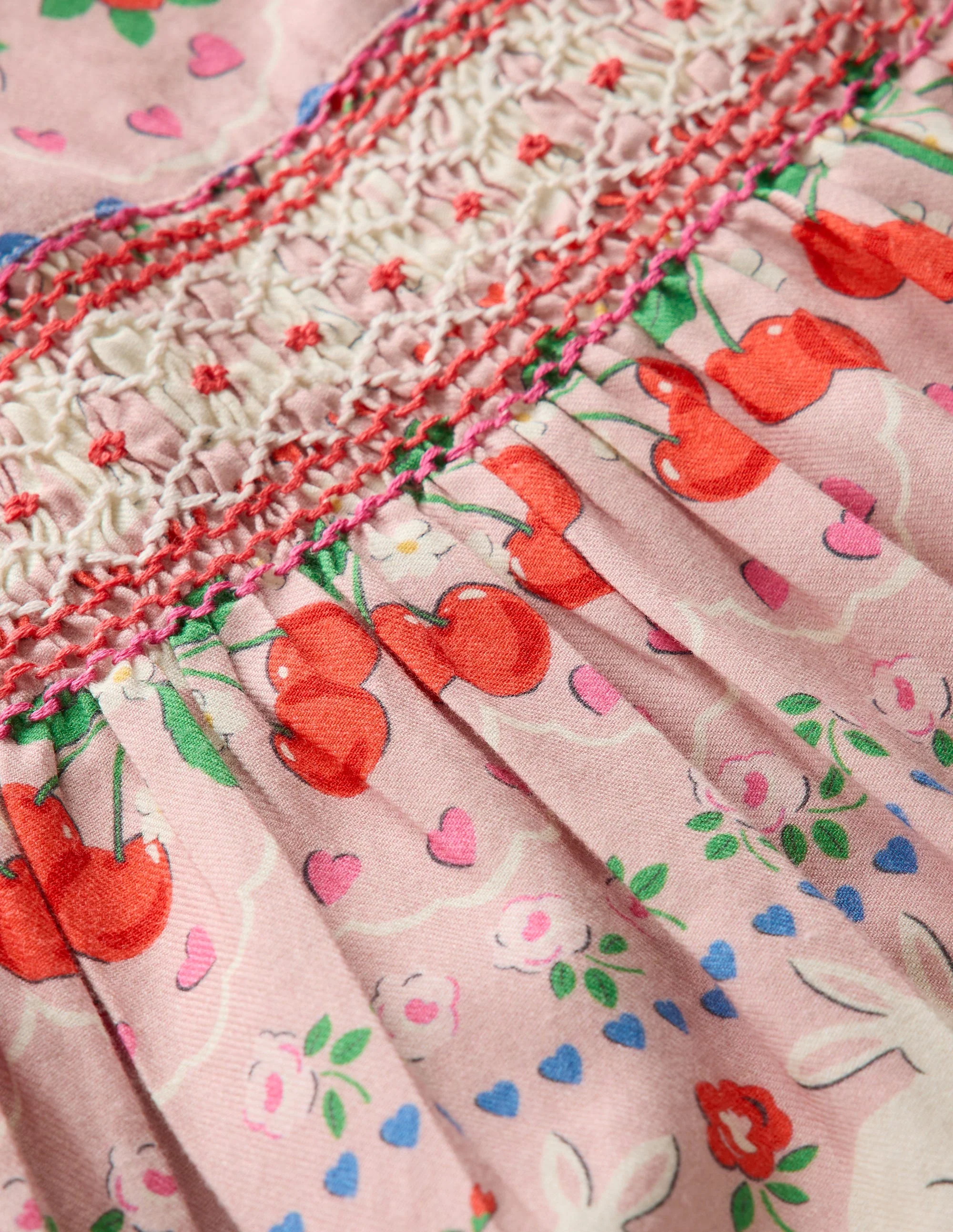 Bess Cosy Smocked Dress-Pink Valentines Bunny - Image 3