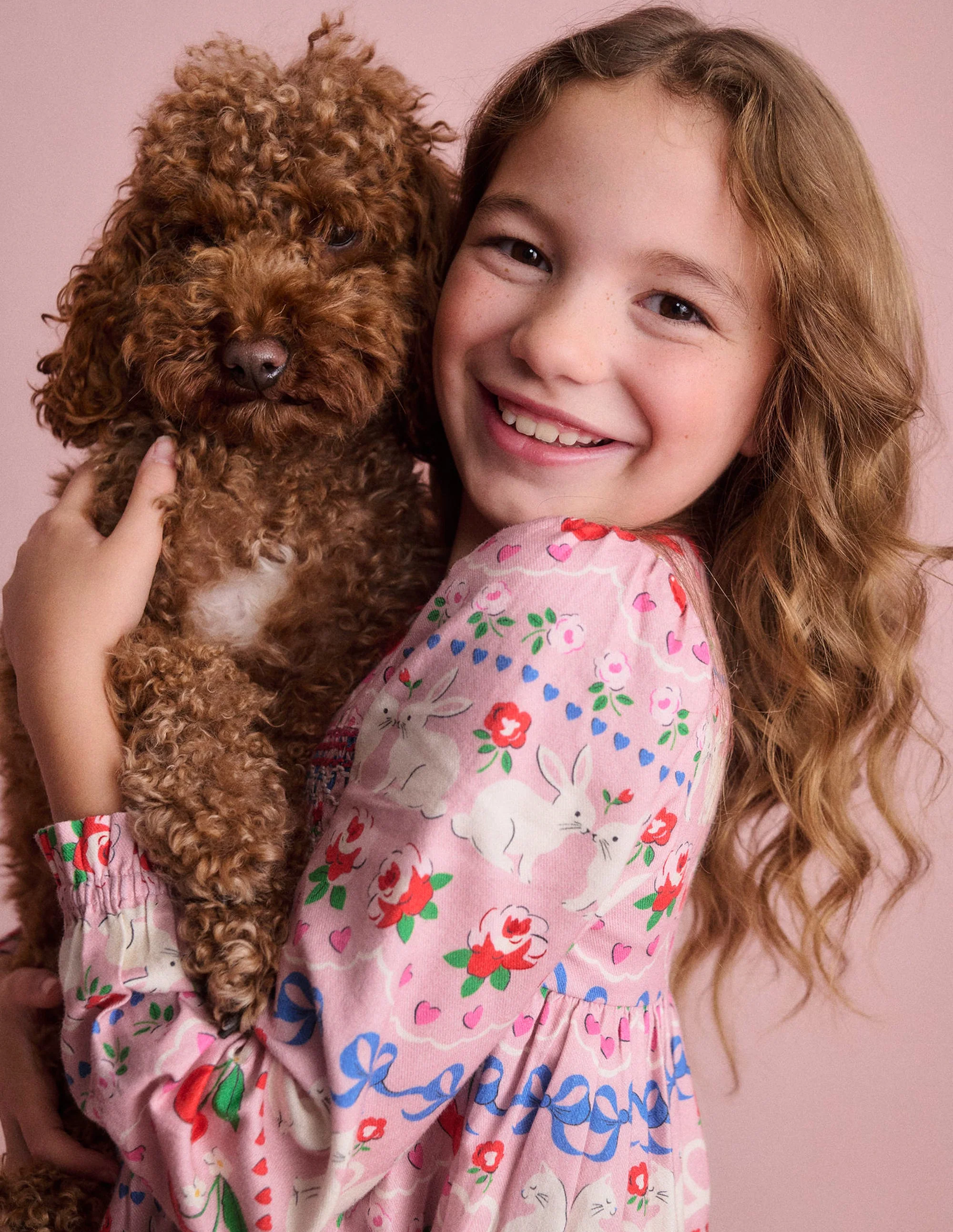Bess Cosy Smocked Dress-Pink Valentines Bunny - Image 4