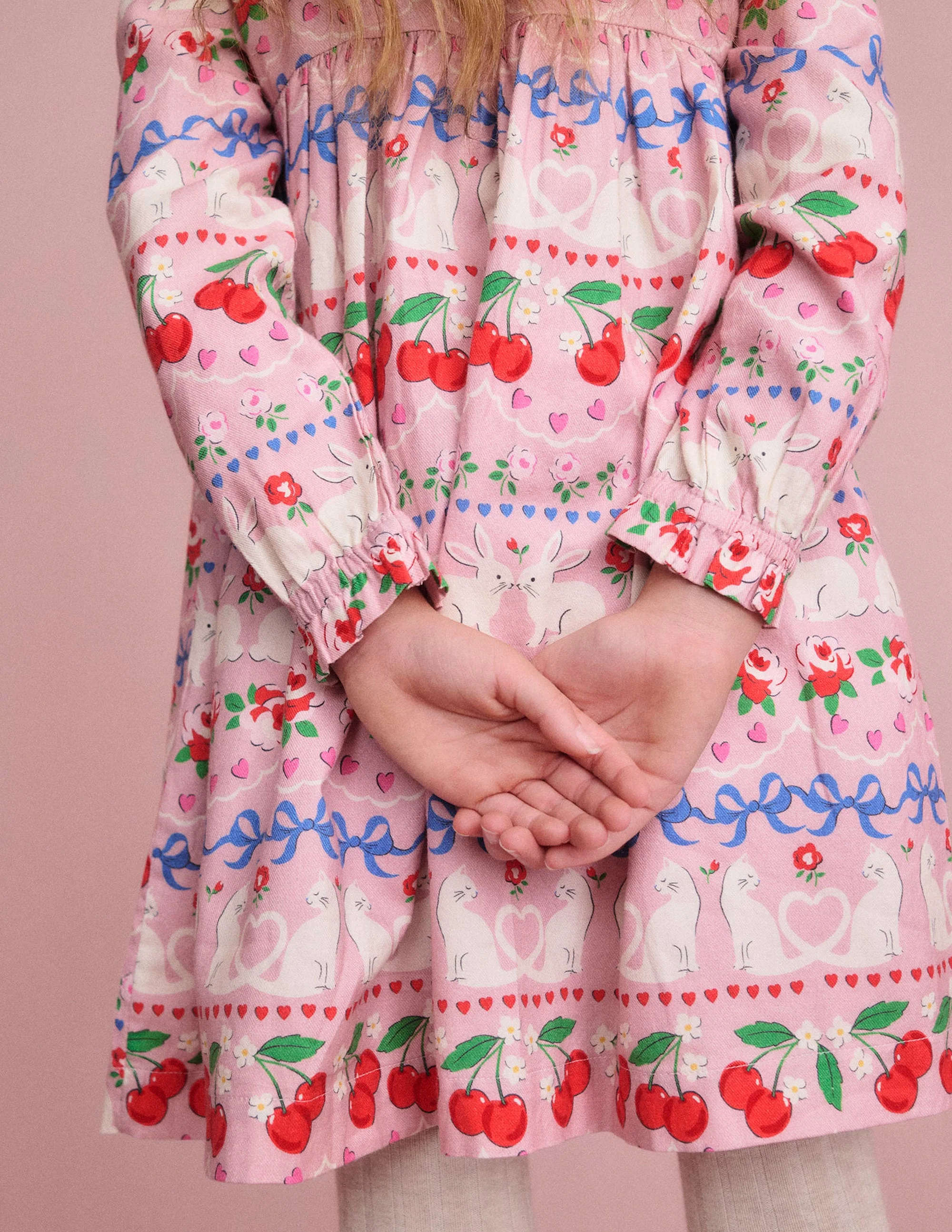 Bess Cosy Smocked Dress-Pink Valentines Bunny - Image 5