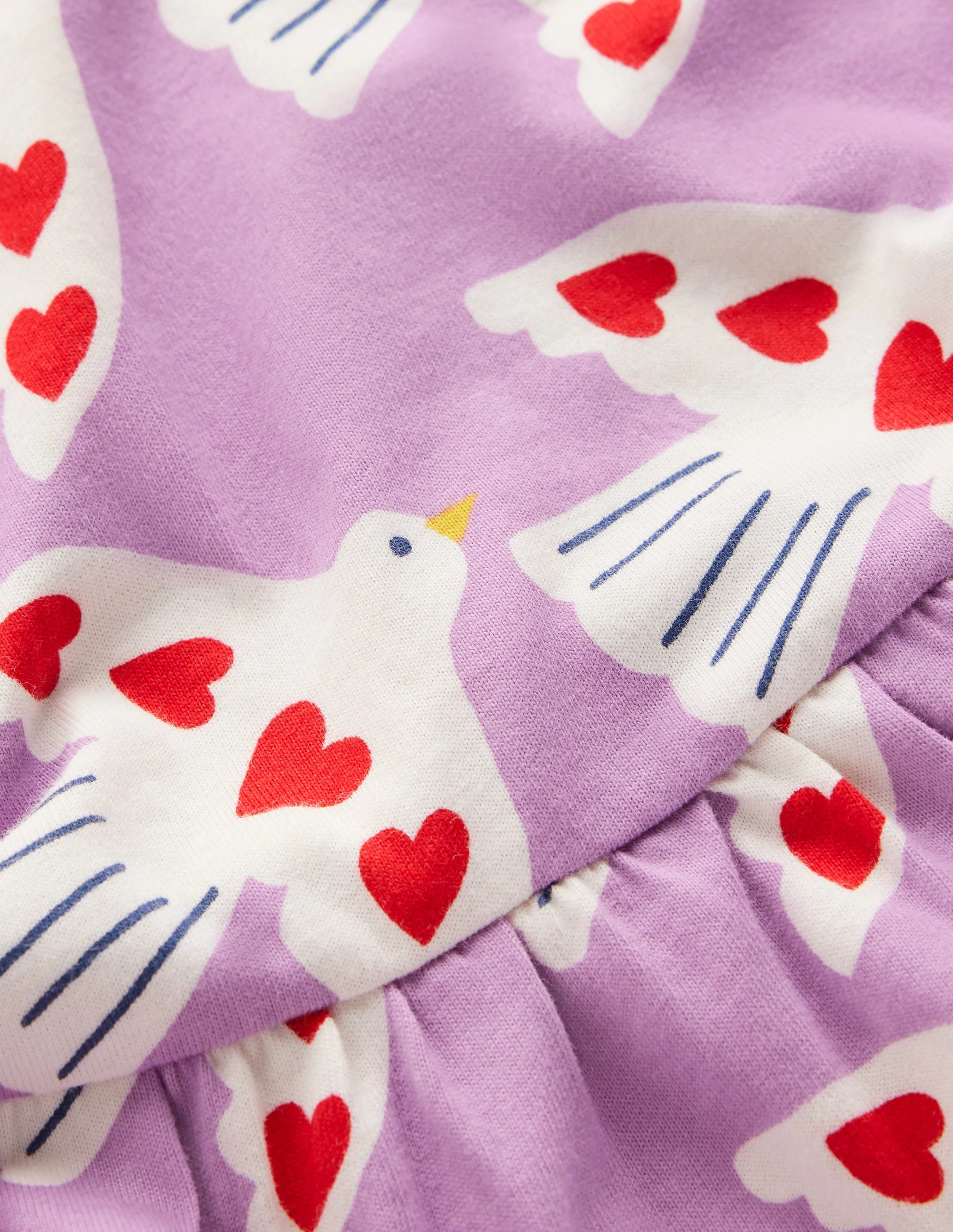 Blouson Sleeve Jersey Dress-Pale Pansy Love Birds - Image 6