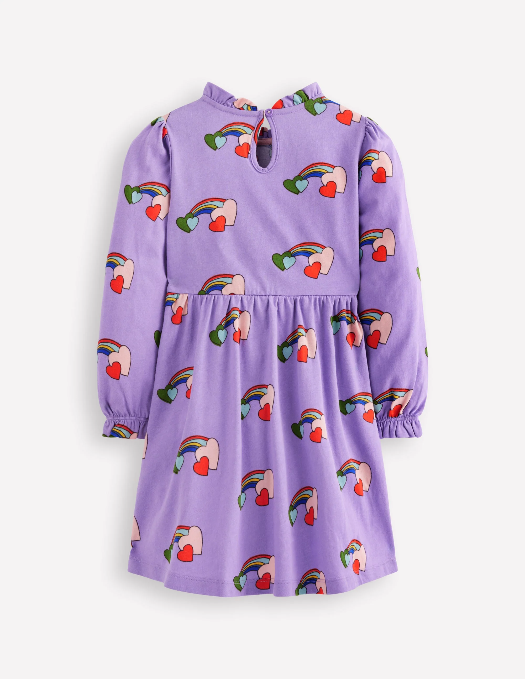 Blouson Sleeve Jersey Dress-Purple Love Rainbow - Image 2