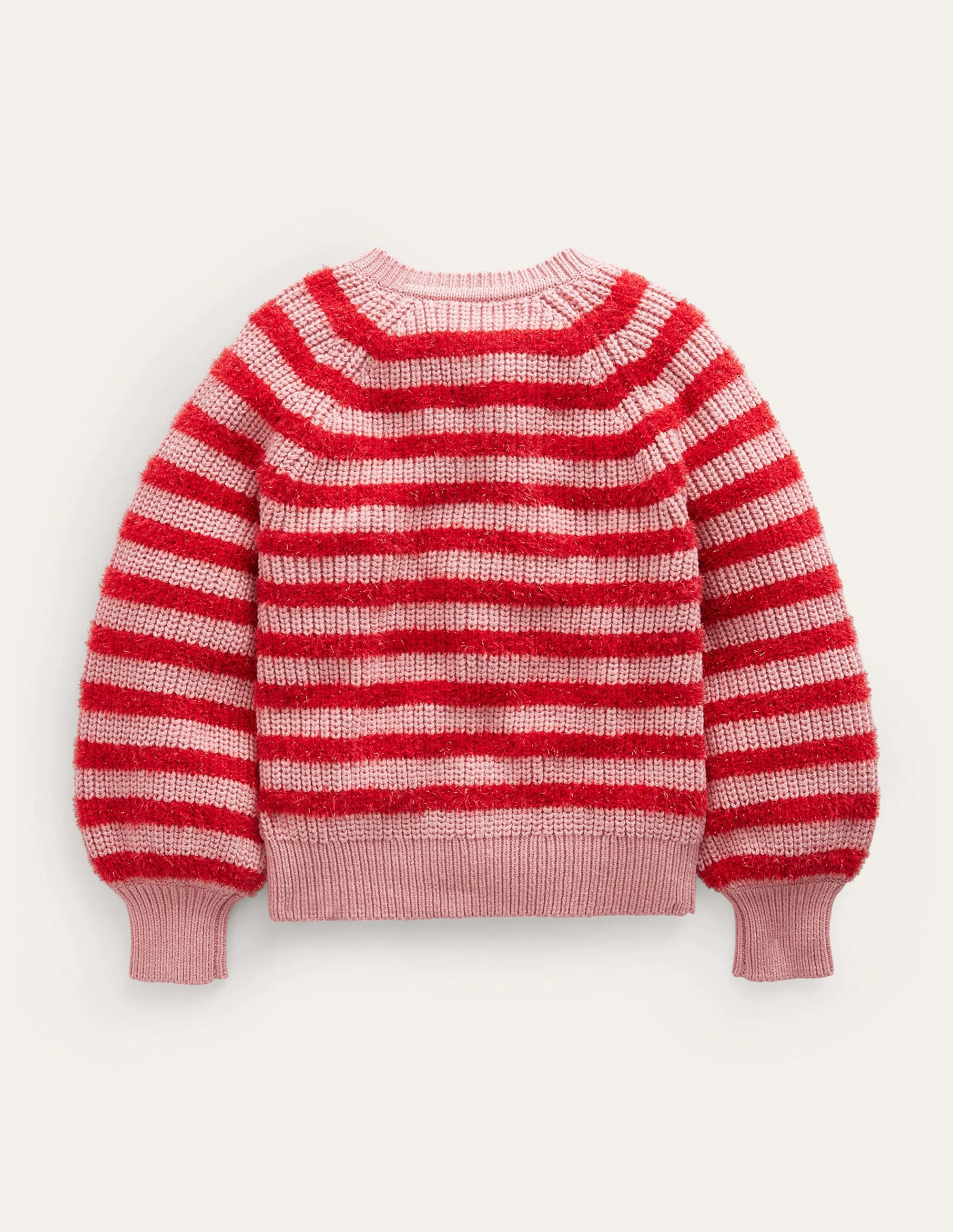 Blouson Stripe Cardigan-Mid Pink Sparkle - Image 2
