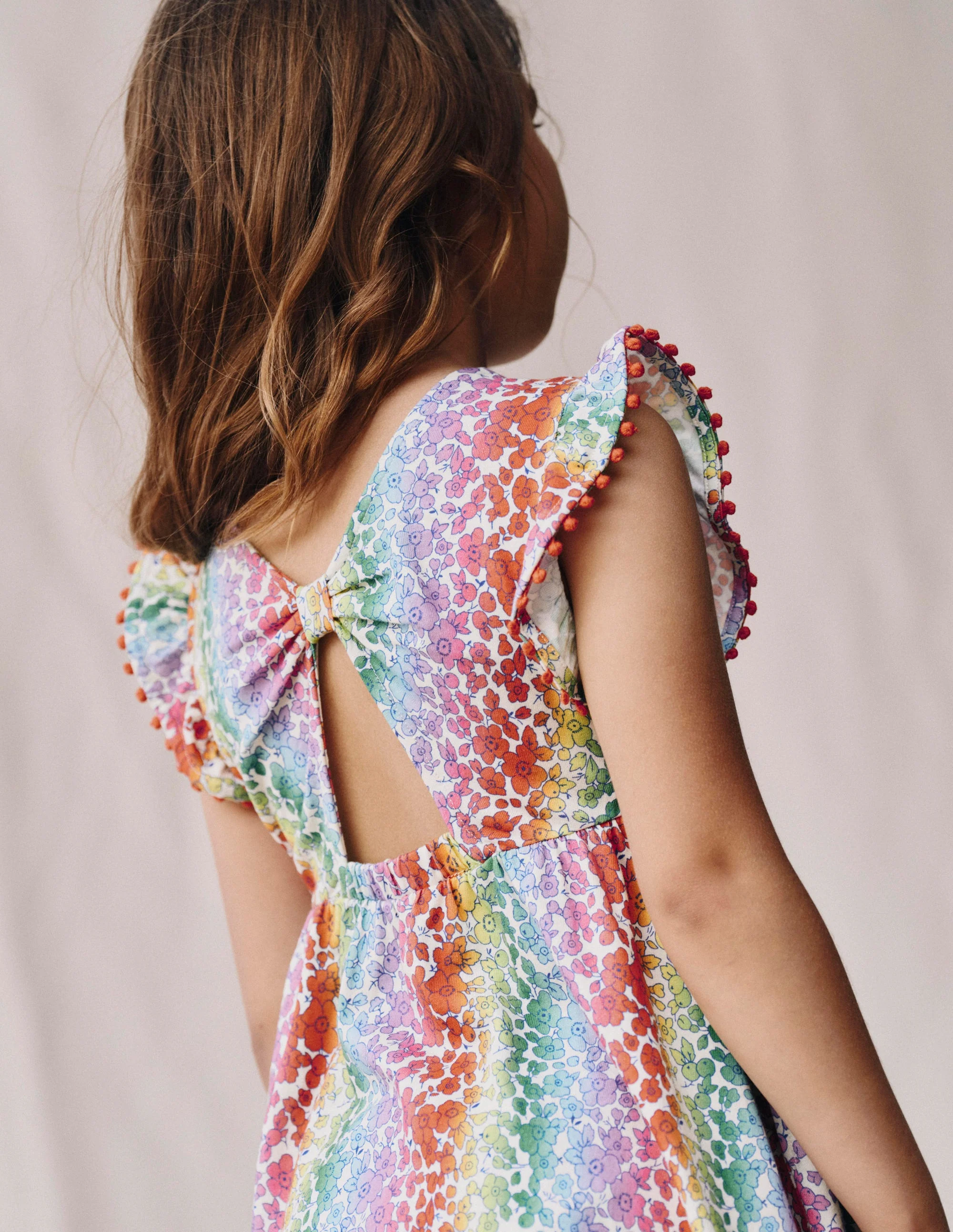 Bow Back Jersey Dress-Rainbow Ombre Flowerbed - Image 4