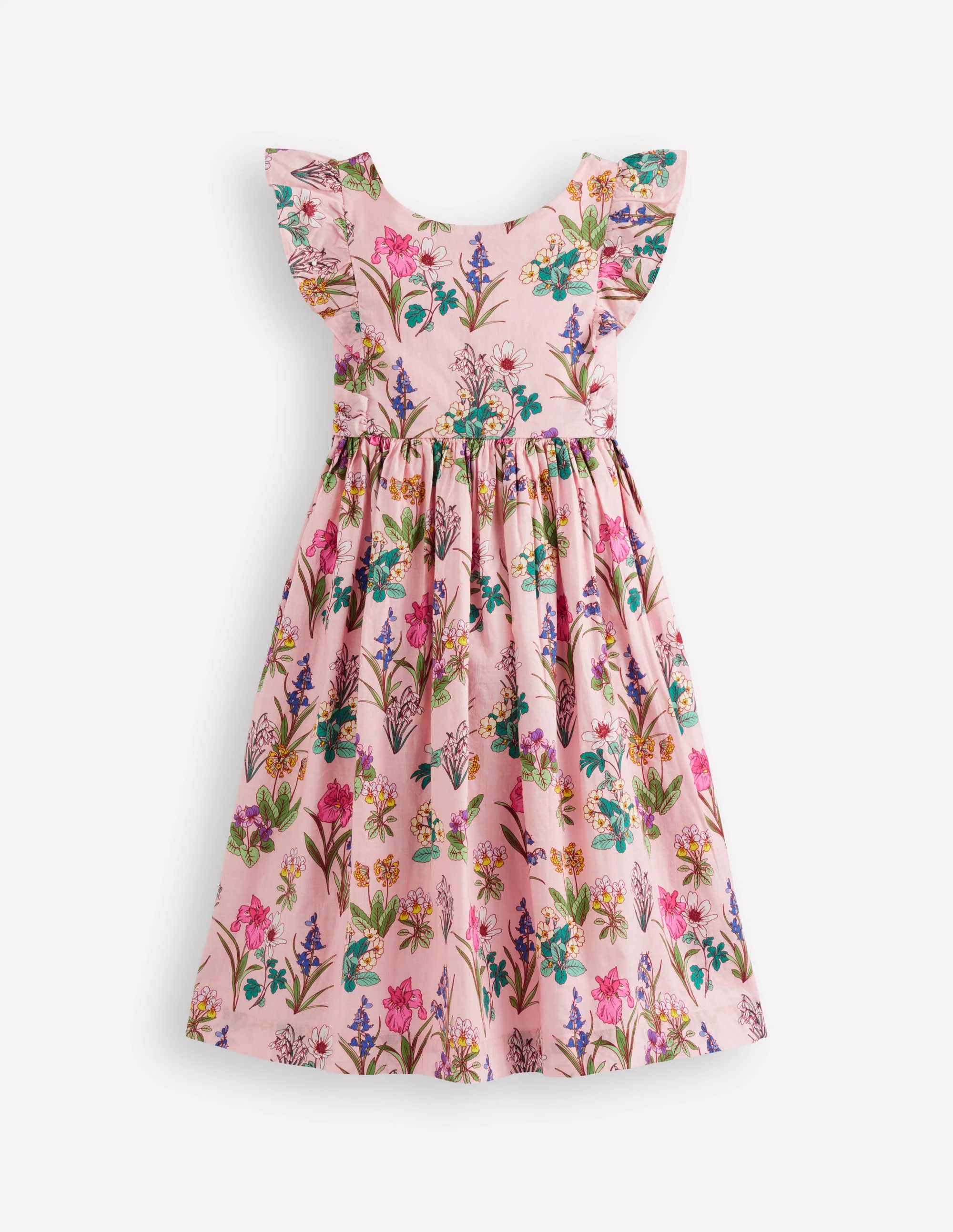 Bow Back Midi Dress-Pink Floral