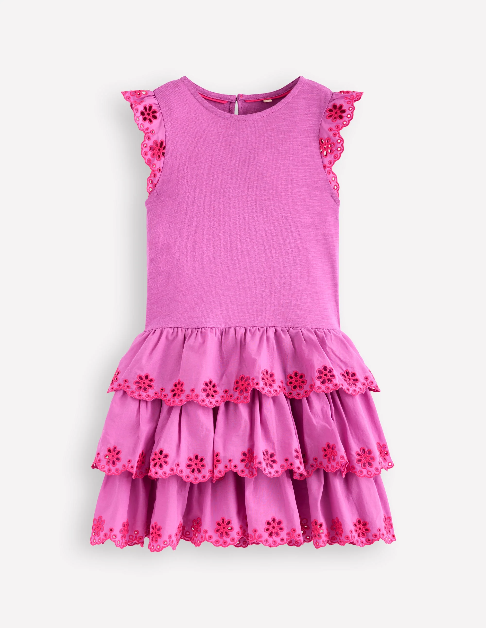 Broderie Mix Jersey Dress-Foxglove Purple