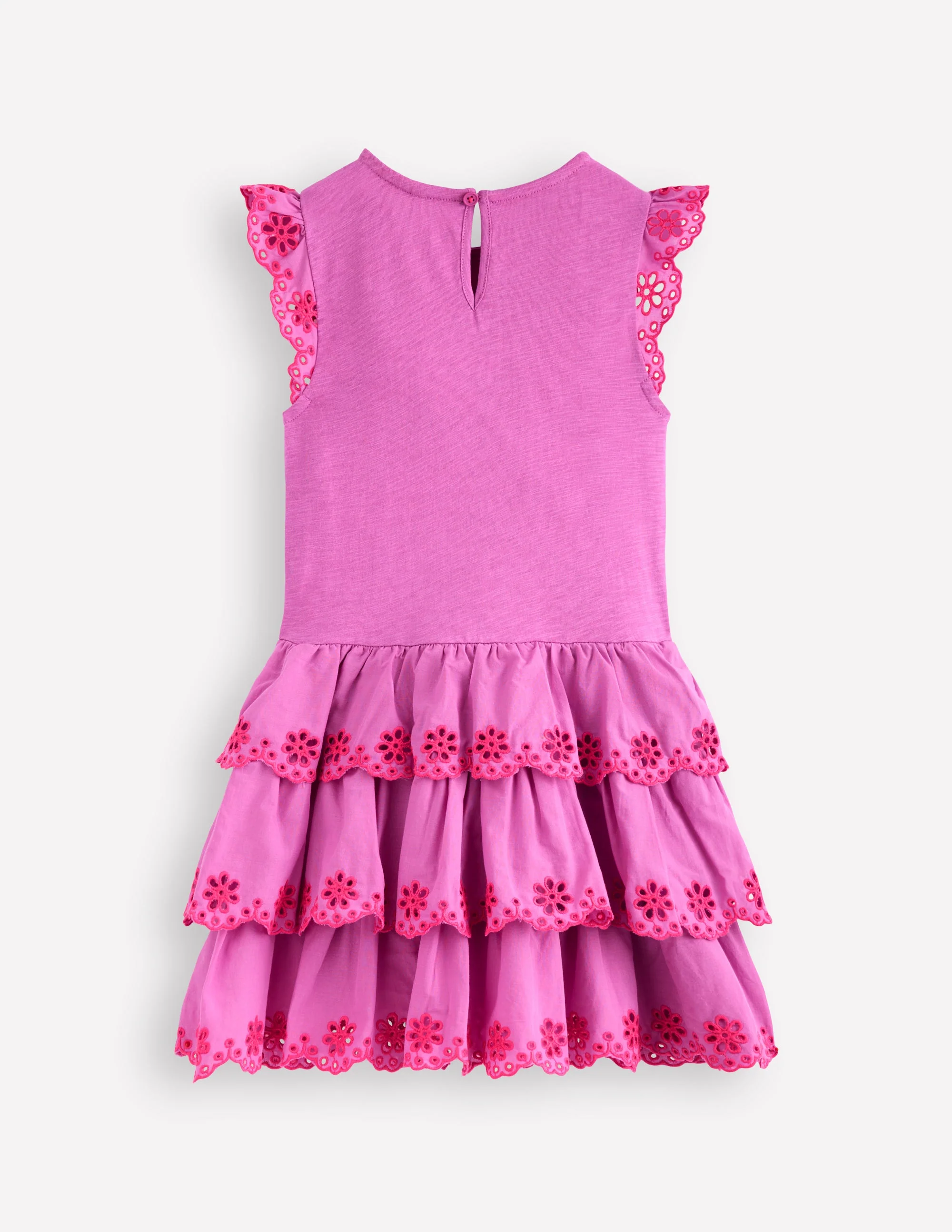 Broderie Mix Jersey Dress-Foxglove Purple - Image 2