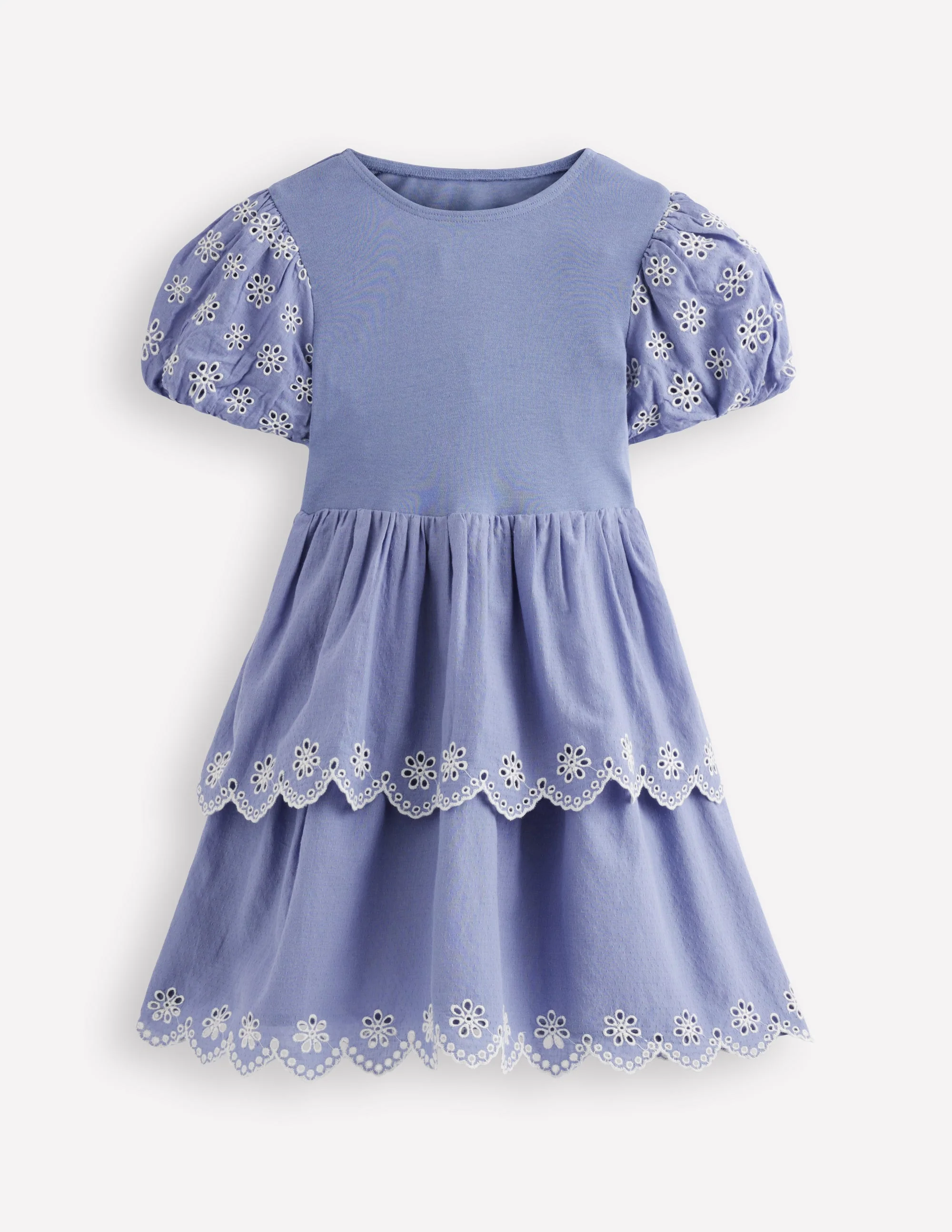 Broderie Rara Jersey Dress-Dusty Blue - Image 3