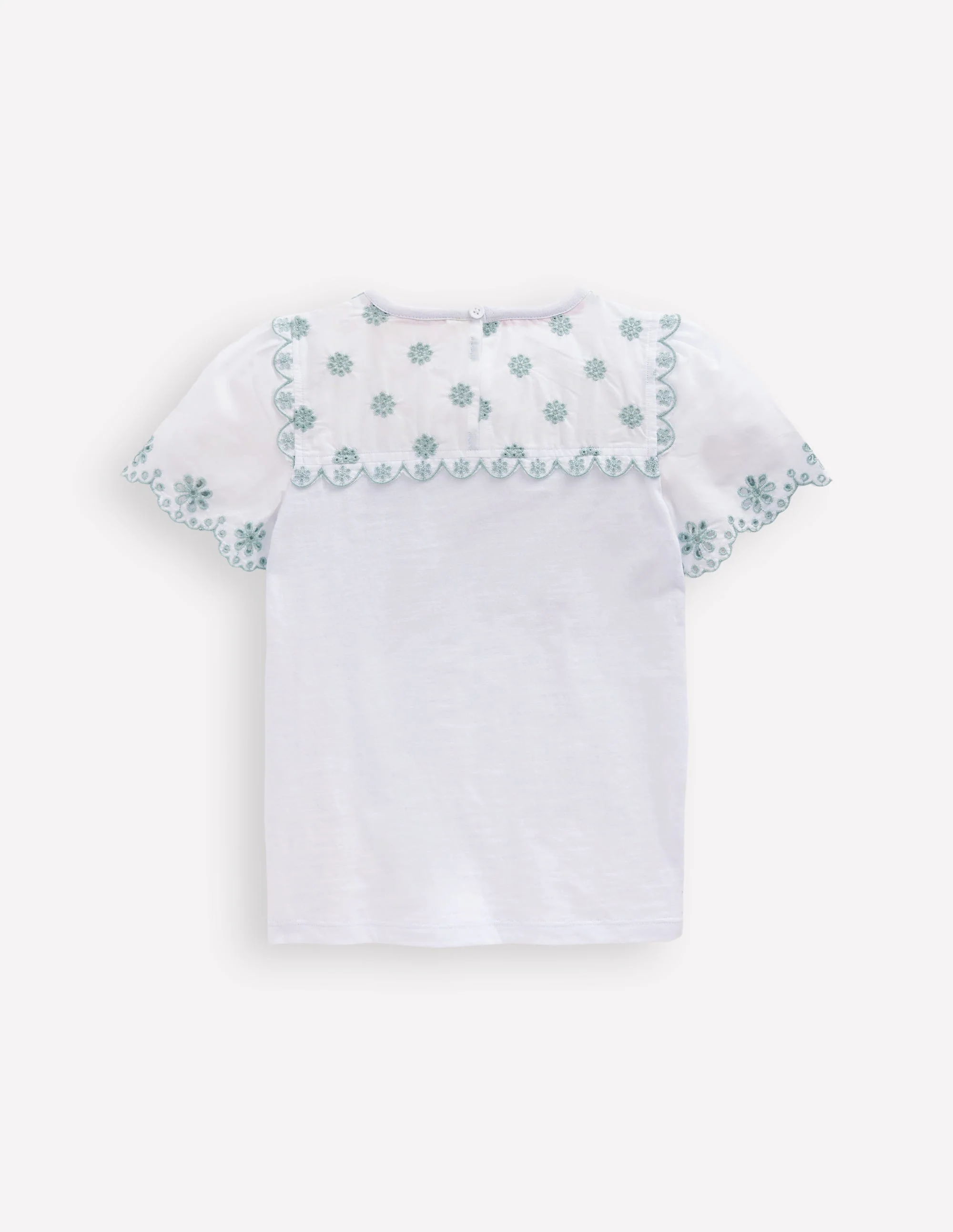 Broderie Sleeve Tee-White - Image 2