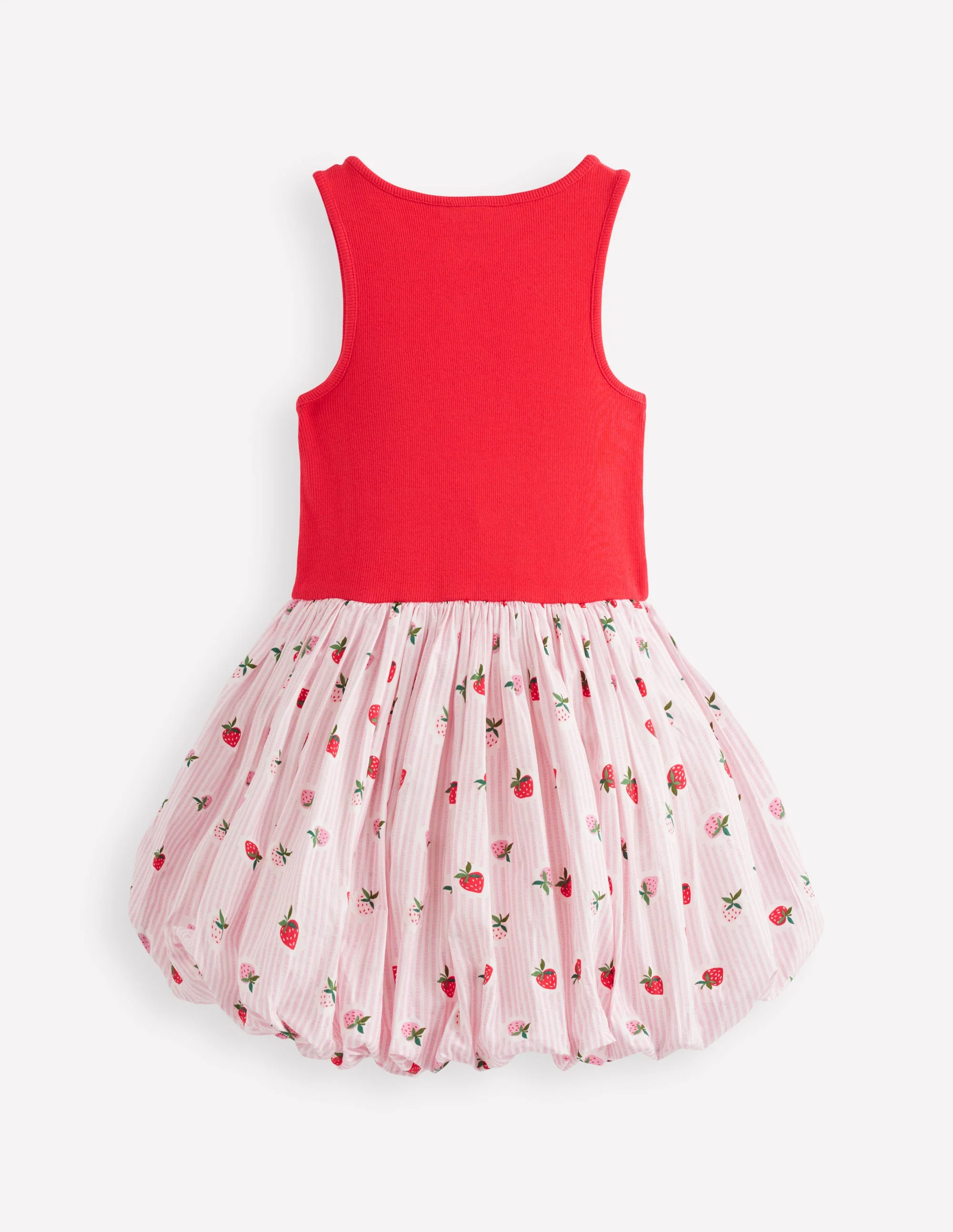 Bubble Hem Rib Dress-Ticking Stripe Strawberry - Image 4