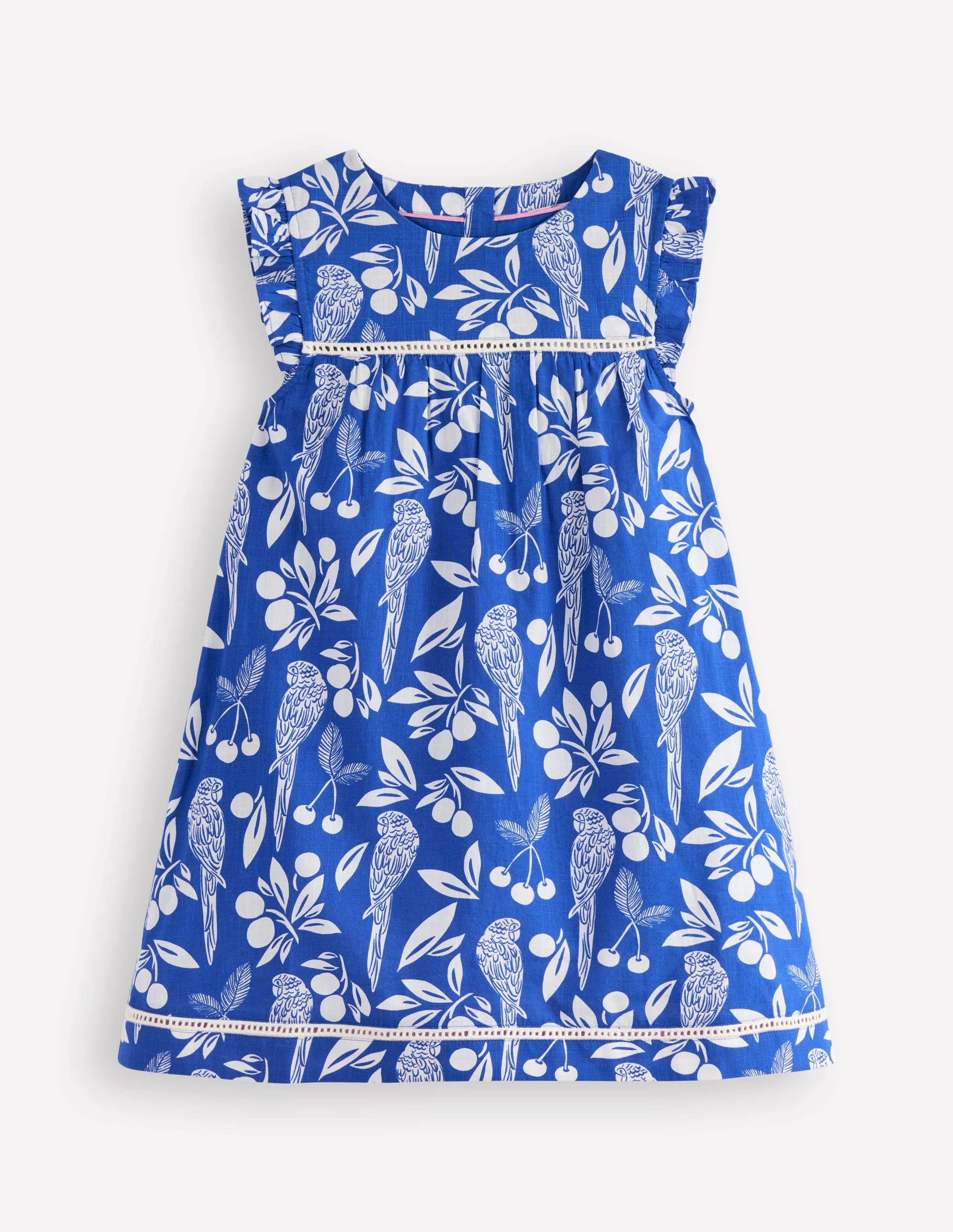 Celia Woven Holiday Dress-Bright Blue Parrot Palm - Image 4