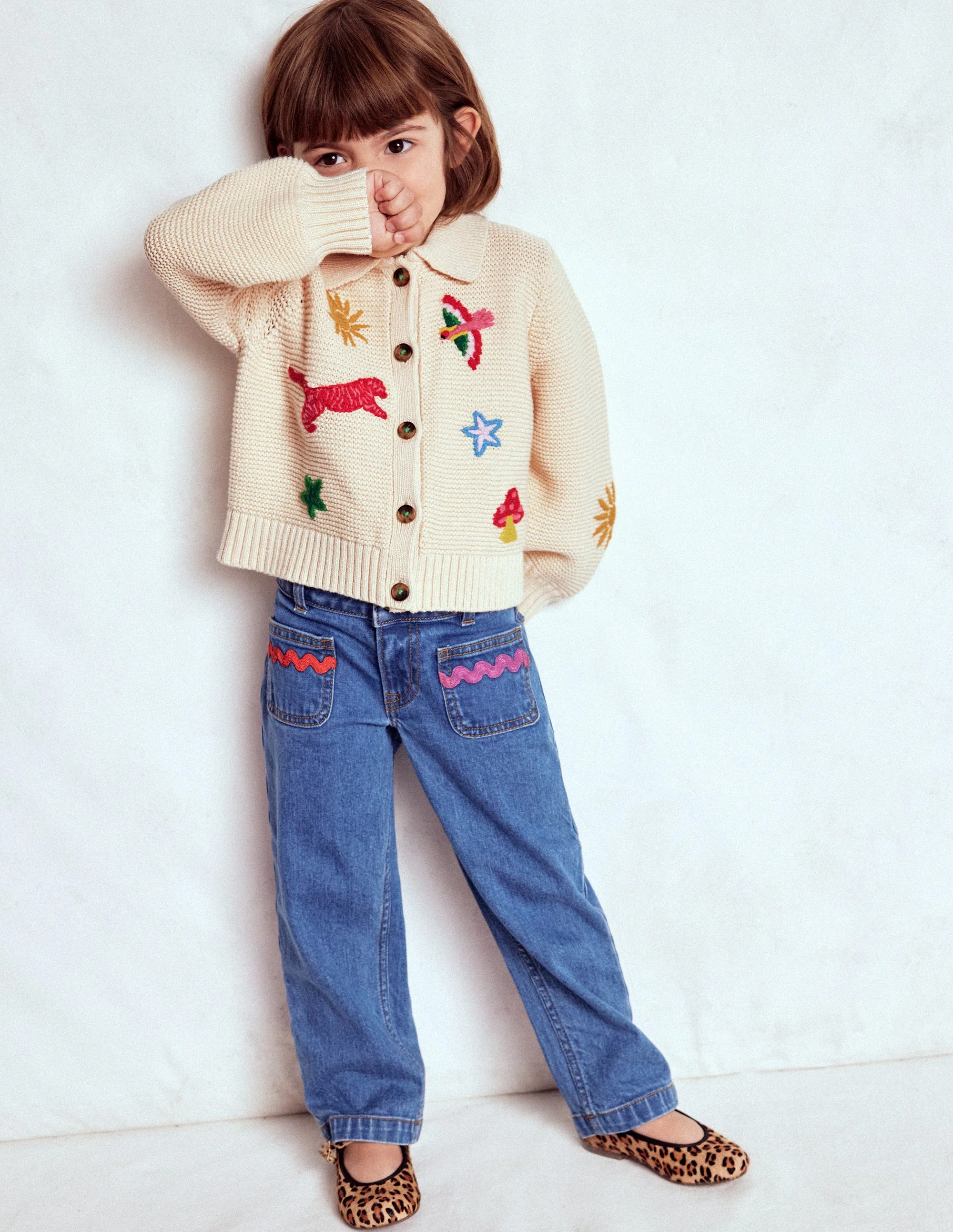 Collared Cardigan-Ecru Marl