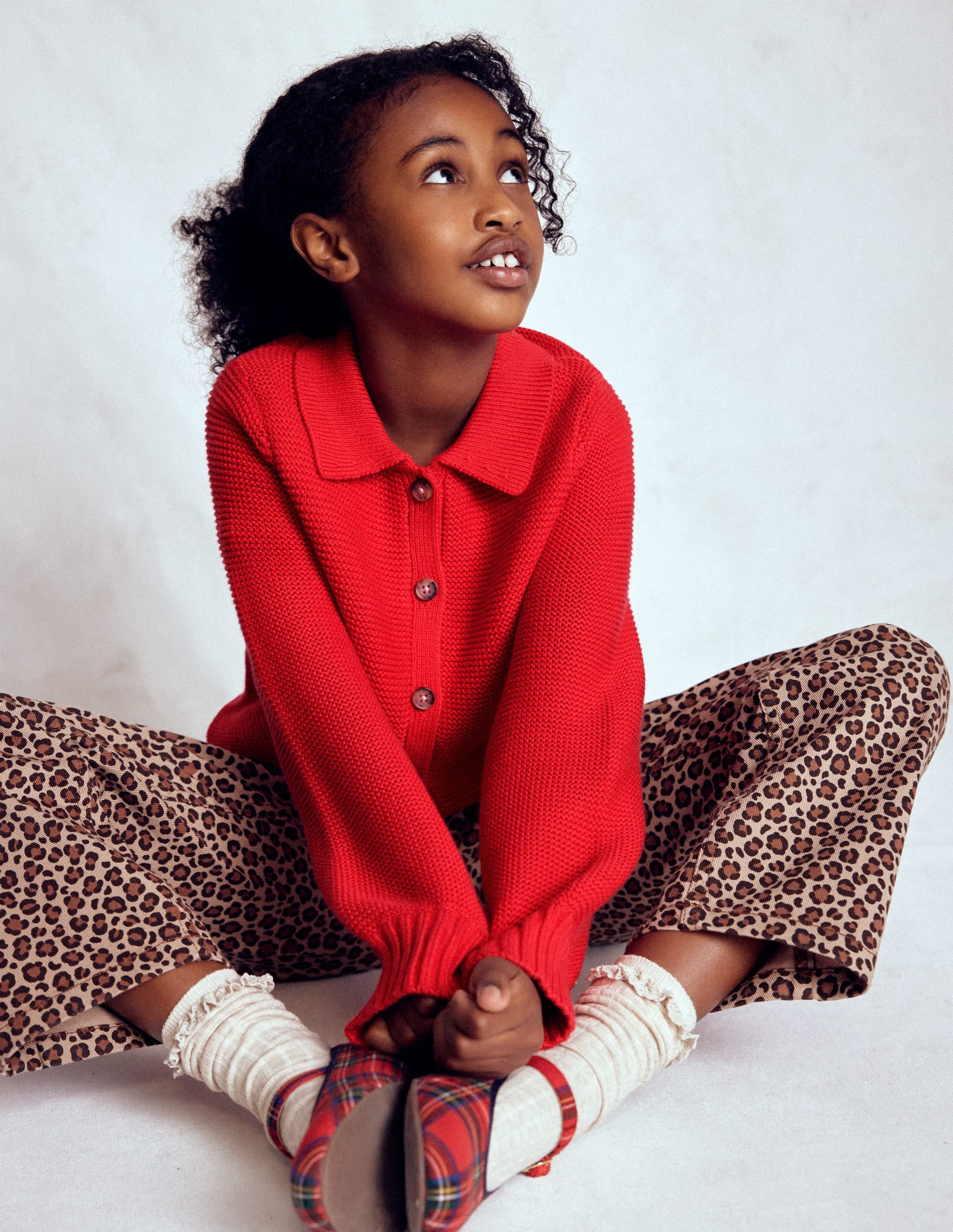 Collared Cardigan-Rockabilly Red
