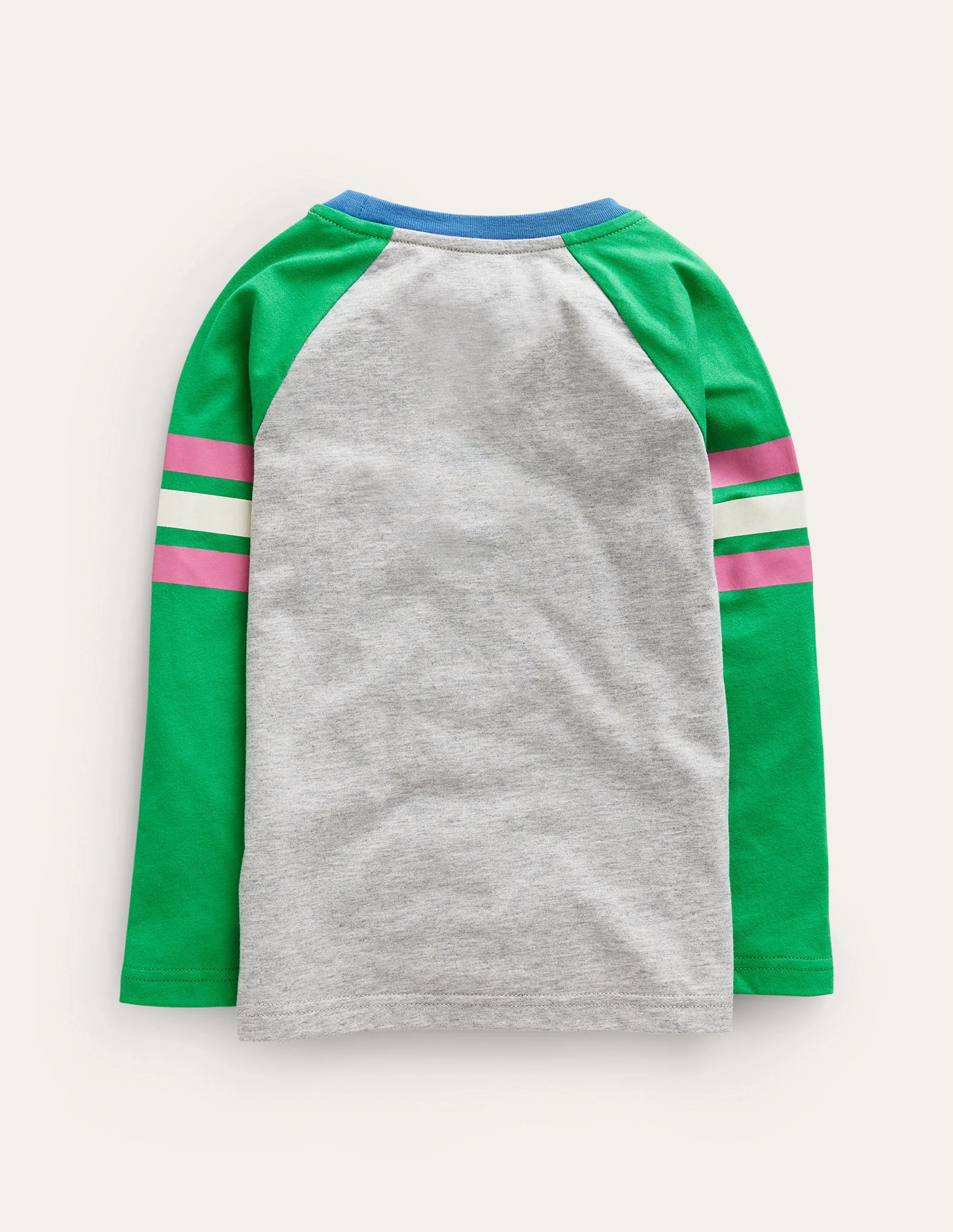 Colourblock Raglan T-shirt-Grey Marl/Sapling Green - Image 2