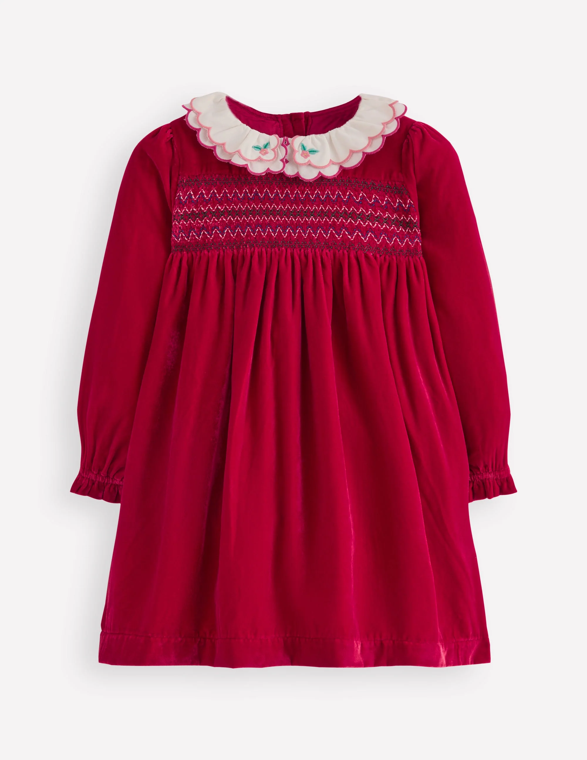 Cosy Collar Detail Smock Dress-Carmine Red - Image 3