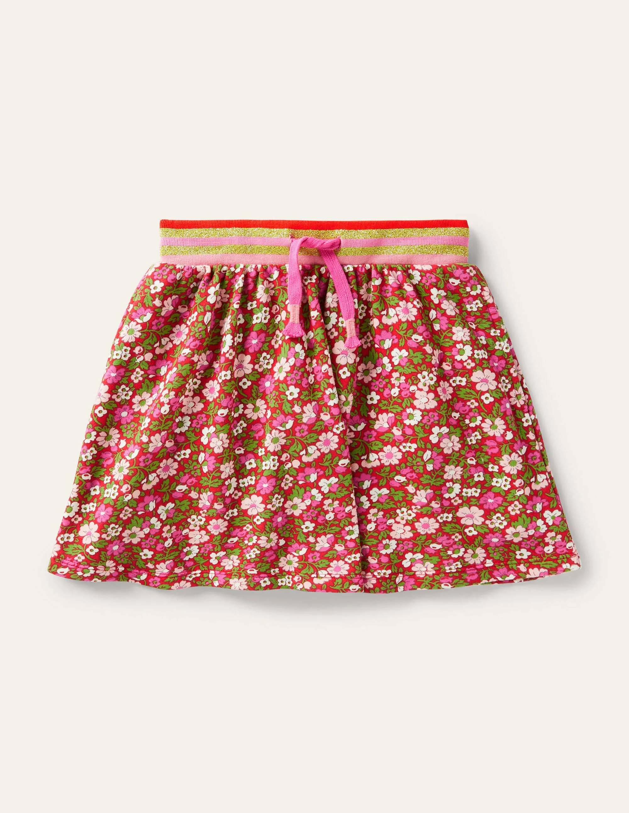 Cosy Twirly Sweatshirt Skirt-Rockabilly Red Vintage Floral