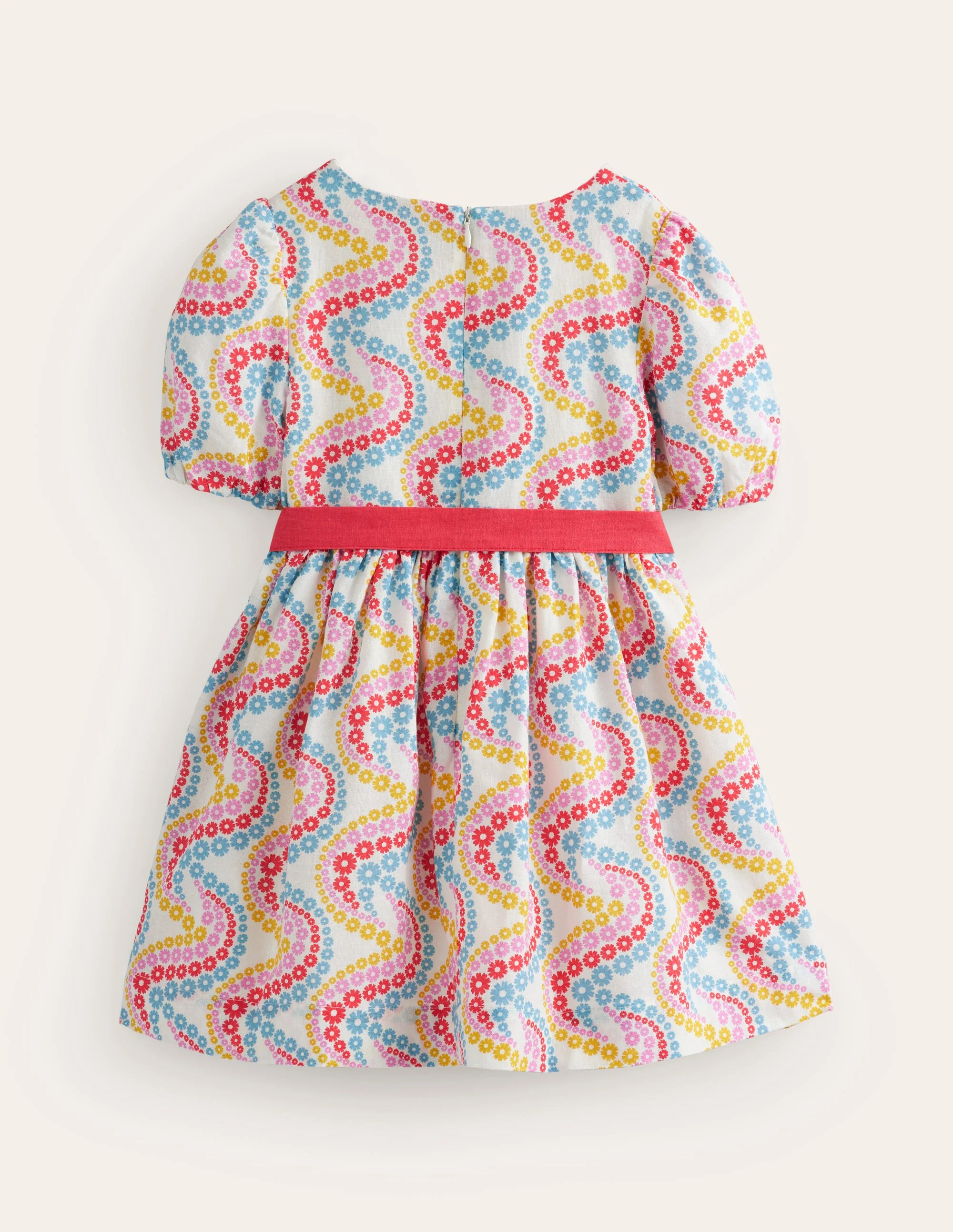 Cotton Linen Vintage Dress-Multi Floral Wave - Image 2