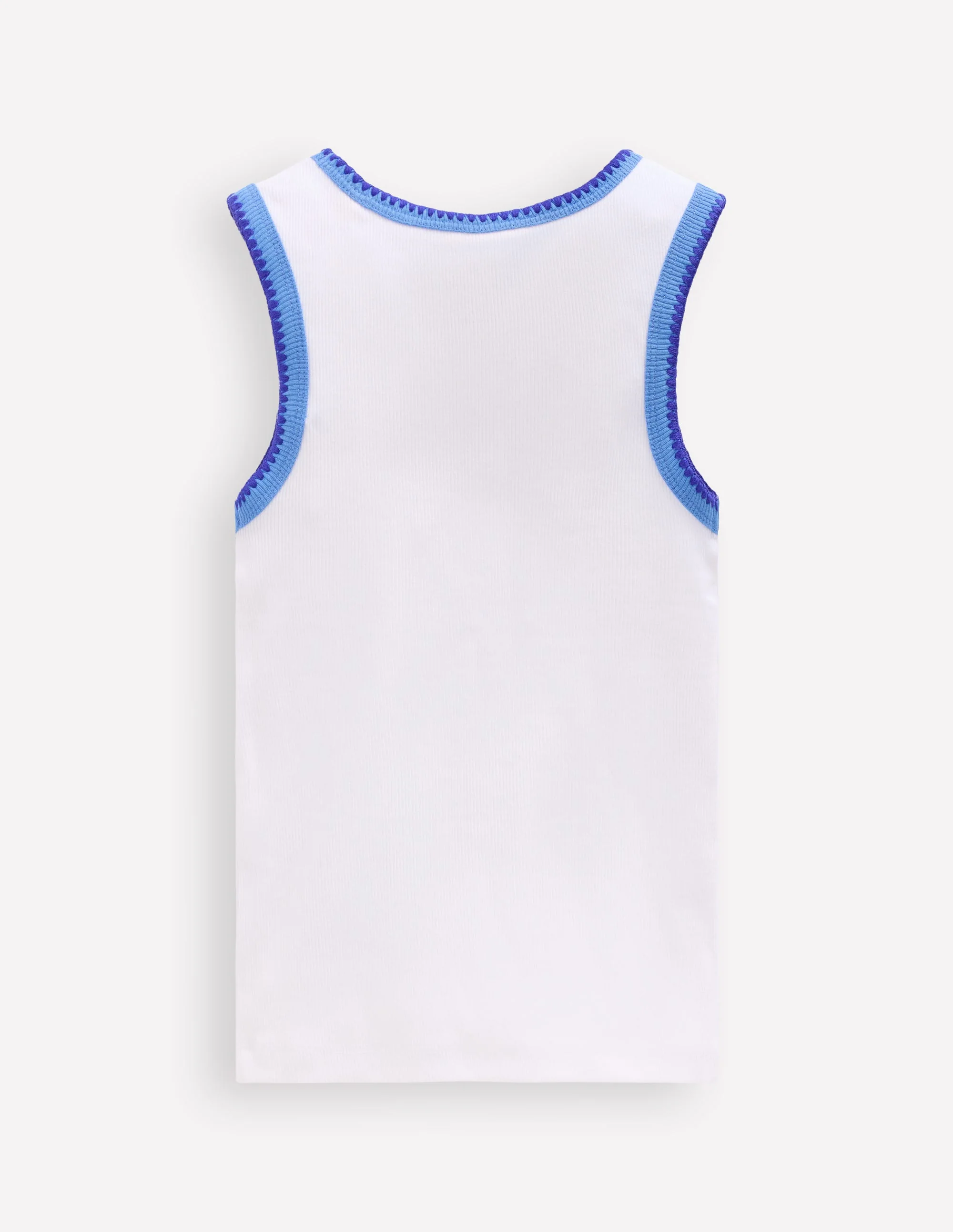 Crochet Trim Ribbed Vest-White - Image 2