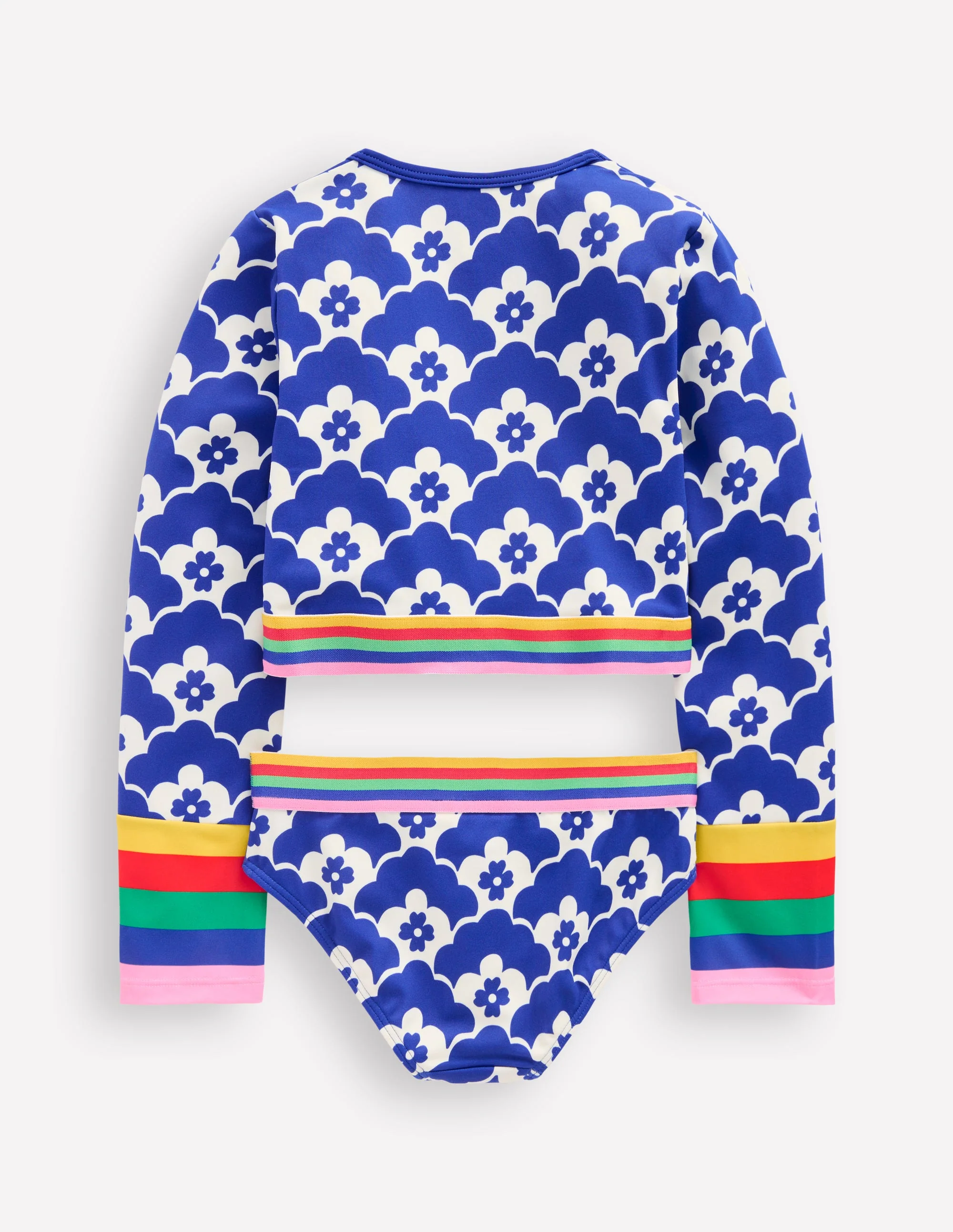 Cropped Rash Vest Set-Orion Blue Geo Flower - Image 2