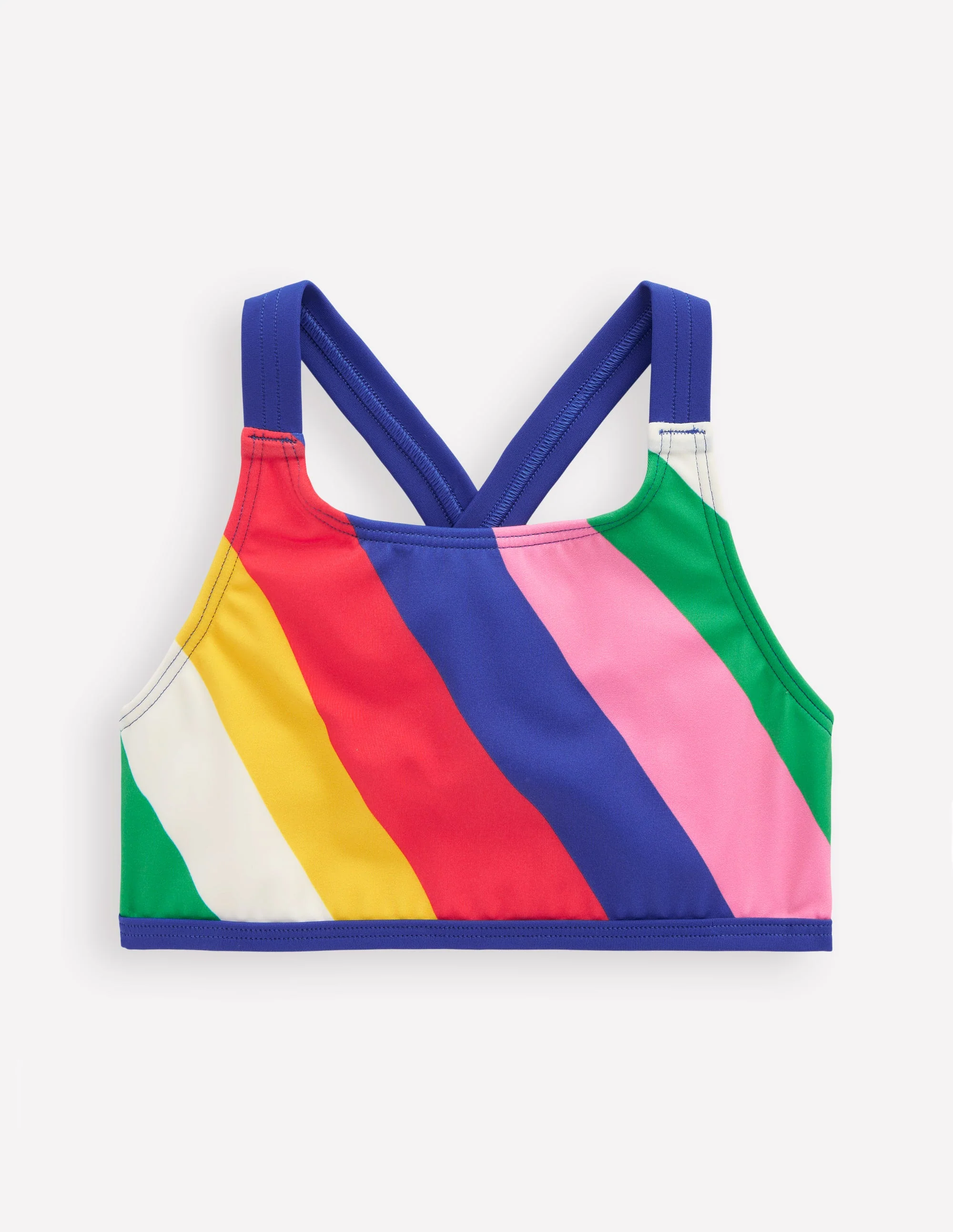Cross-back Bikini Top-Multi Rainbow Swirl