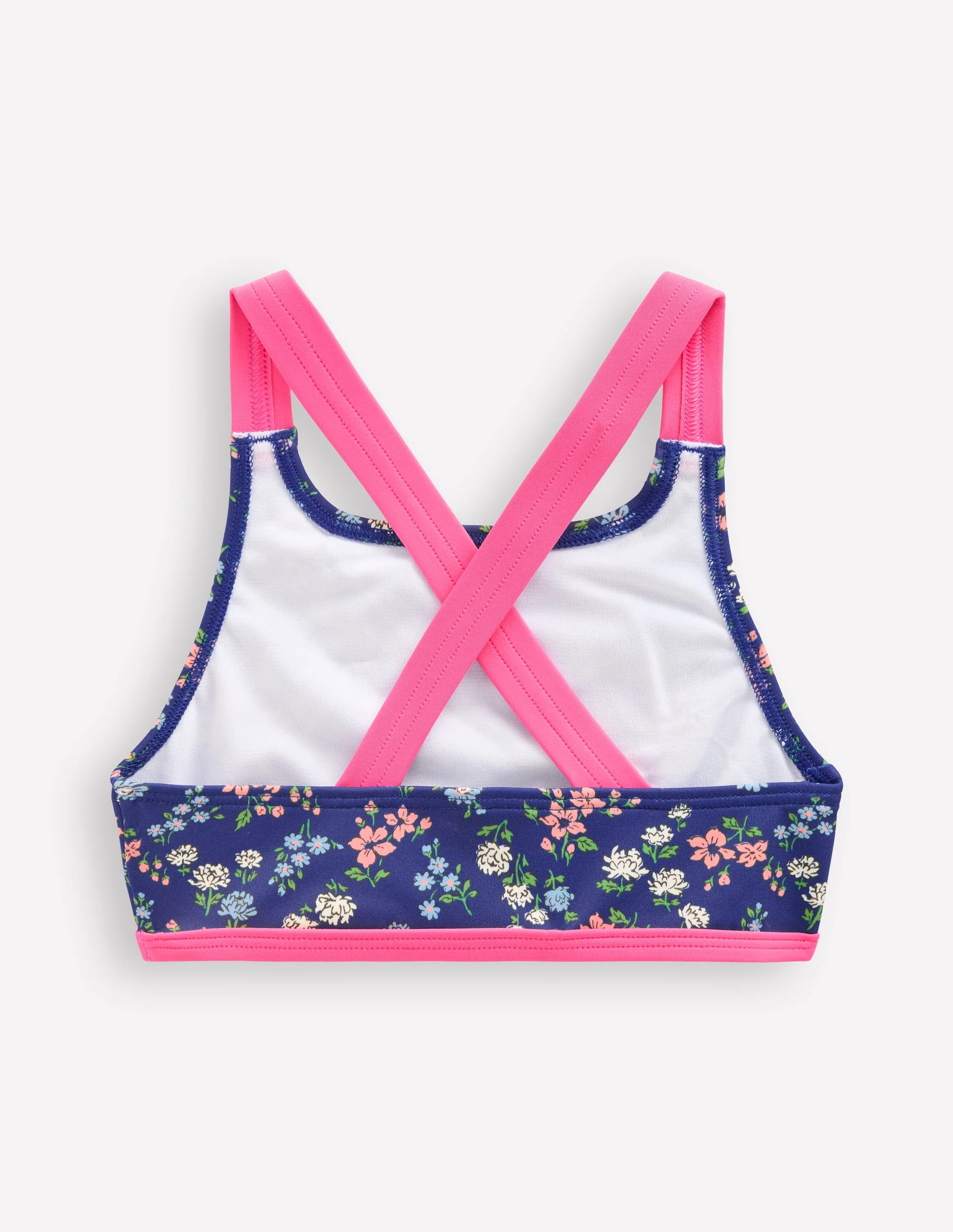 Cross-back Bikini Top-Sapphire Blue Meadow Floral - Image 2