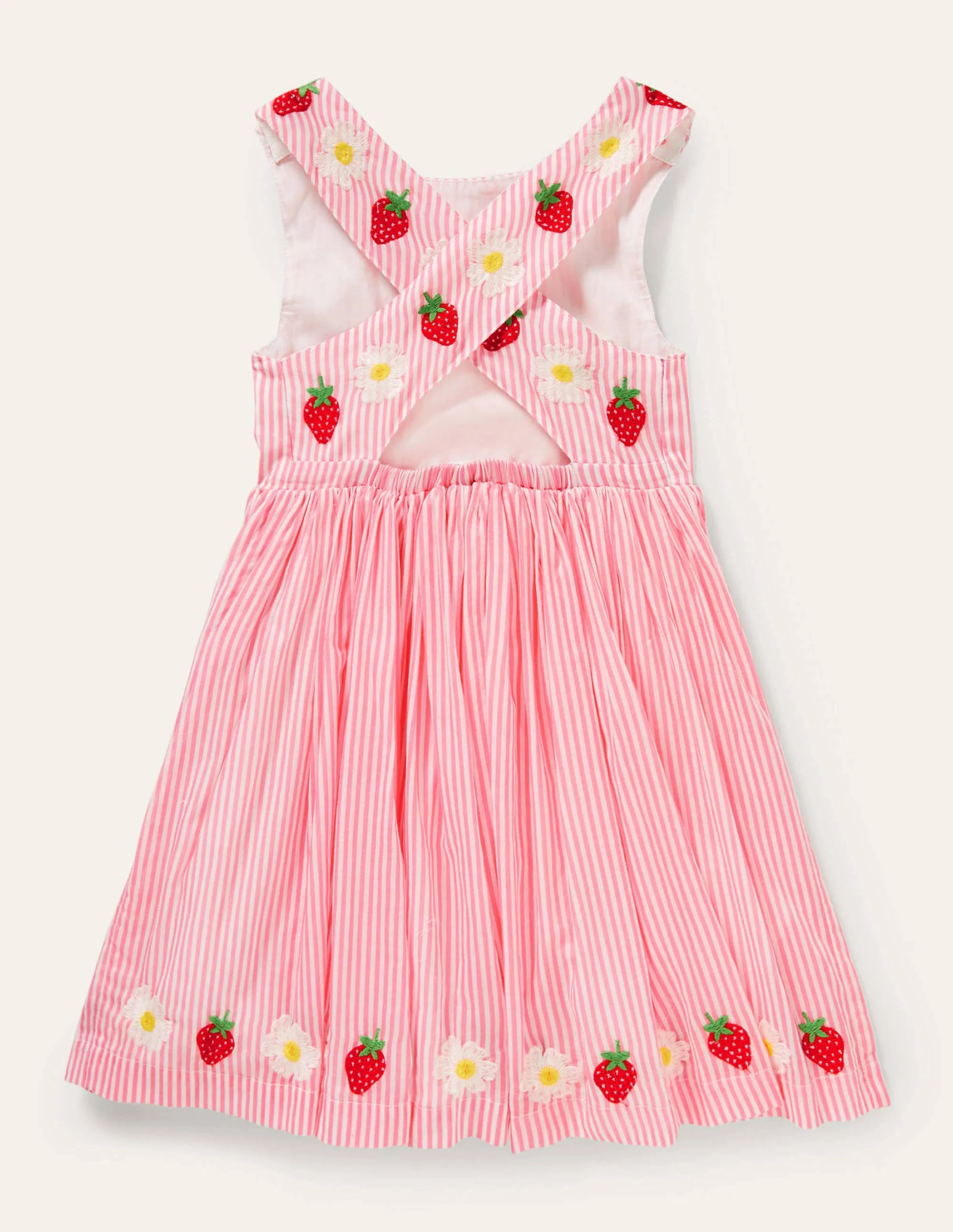 Cross-back Dress-Pink Lemonade/ Ivory - Image 2