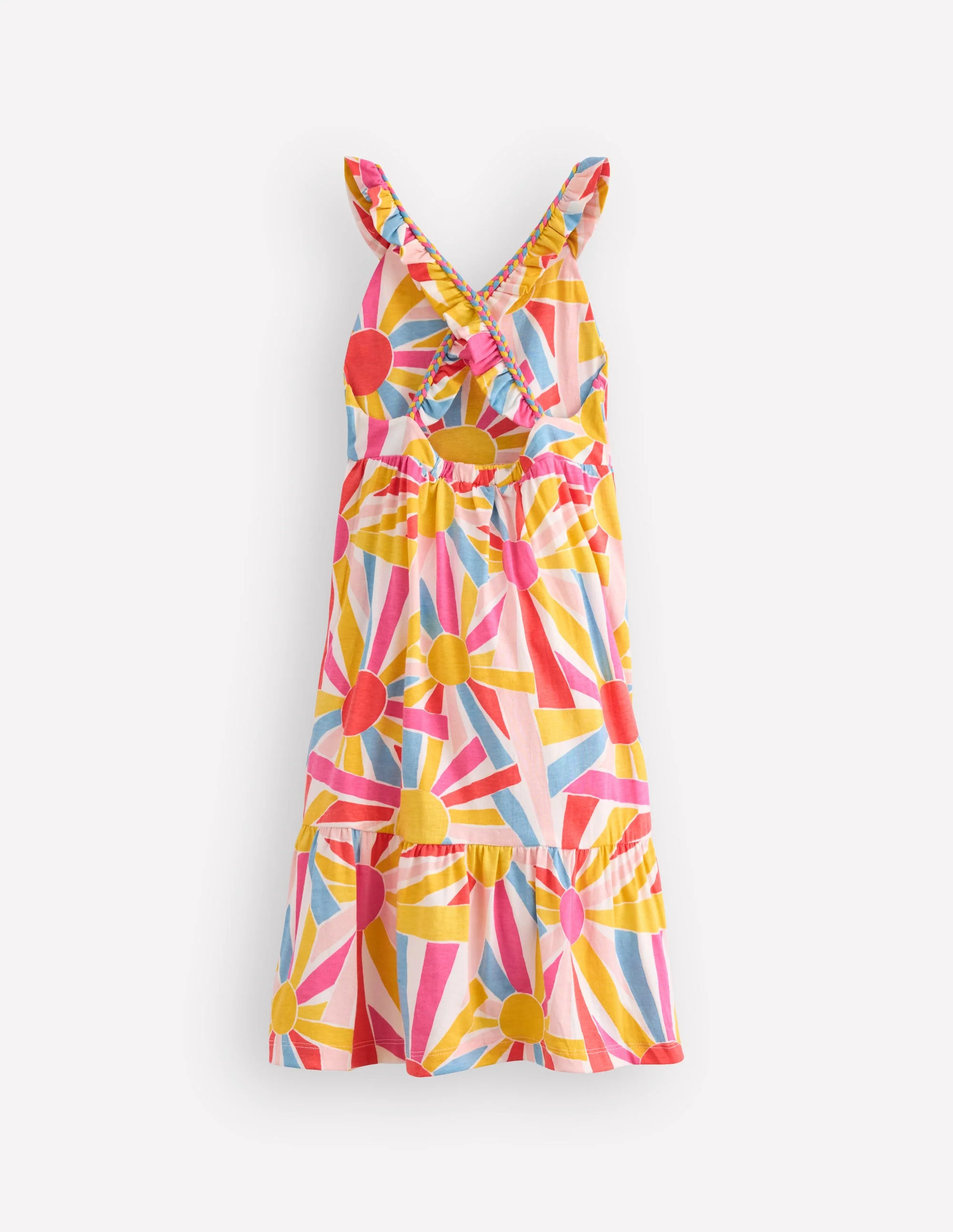 Cross-back Midi Jersey Dress-Soft Ivory Small Sunburst - Image 2