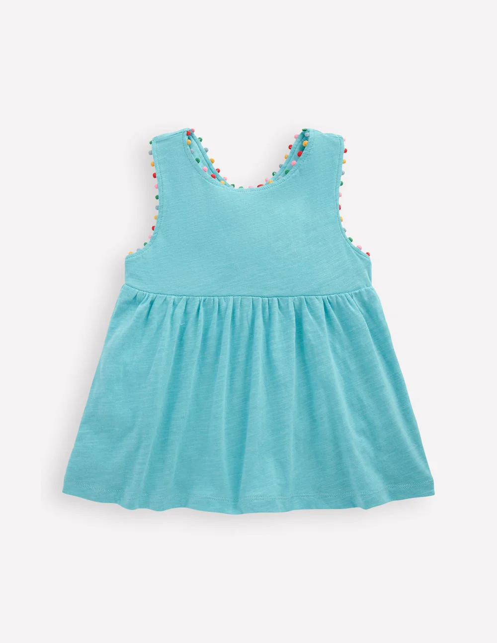 Cross-back Pom Top-Caribbean Blue