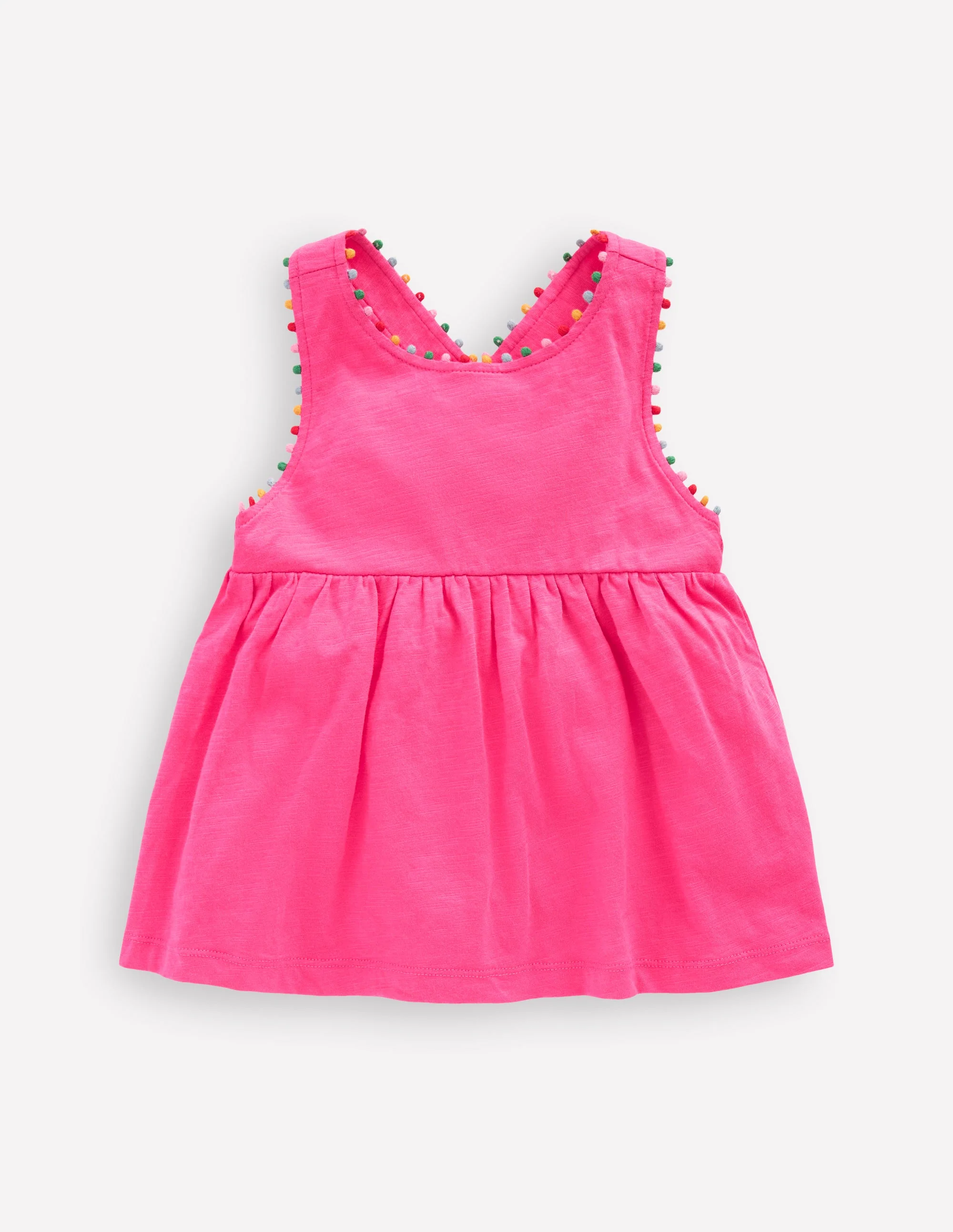 Cross-back Pom Top-Flamingo Pink - Image 2