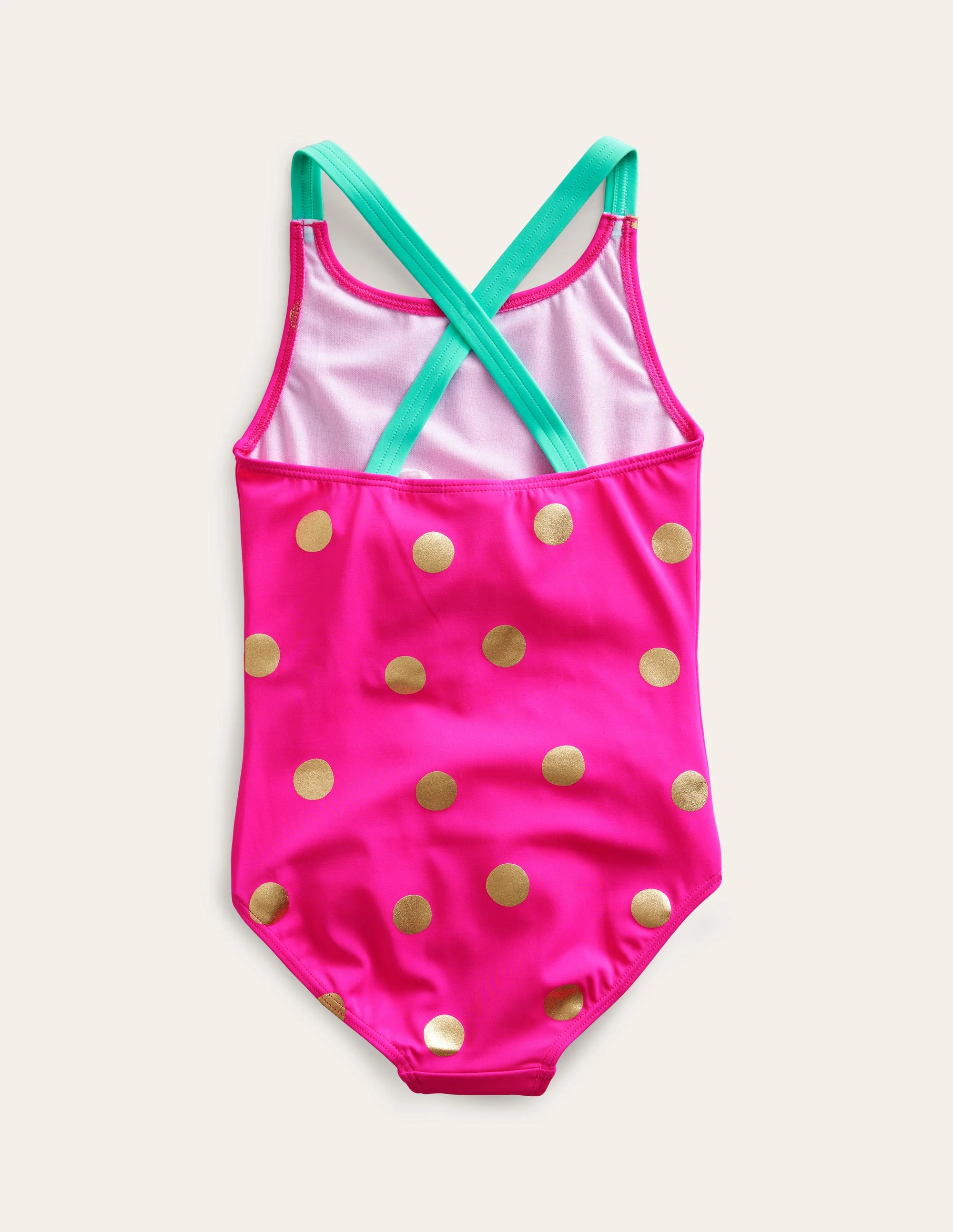 Cross-back Printed Swimsuit-Fuchsia Pink Foil Spot - Image 2