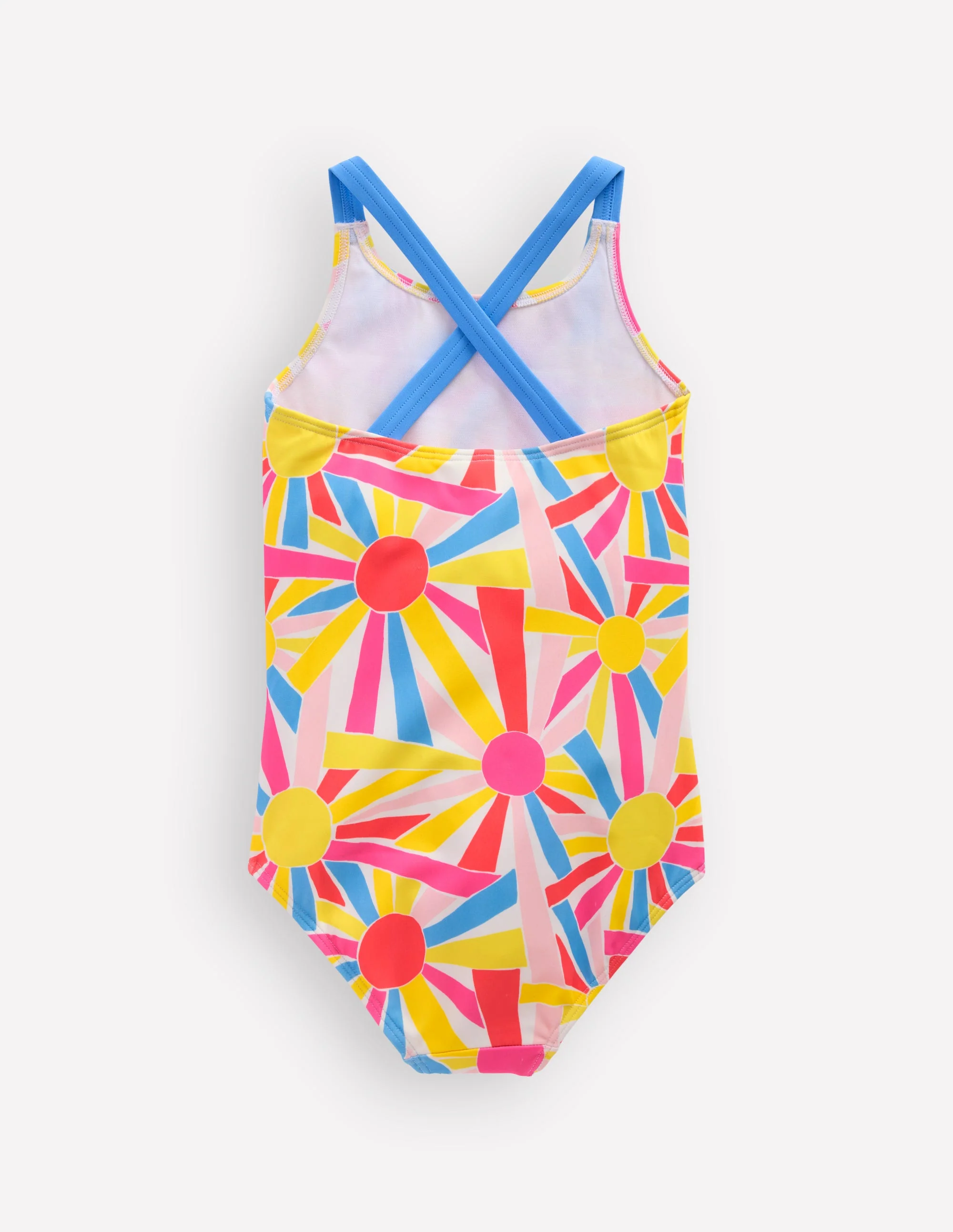 Cross-Back Printed Swimsuit-Ivory Sunburst - Image 4