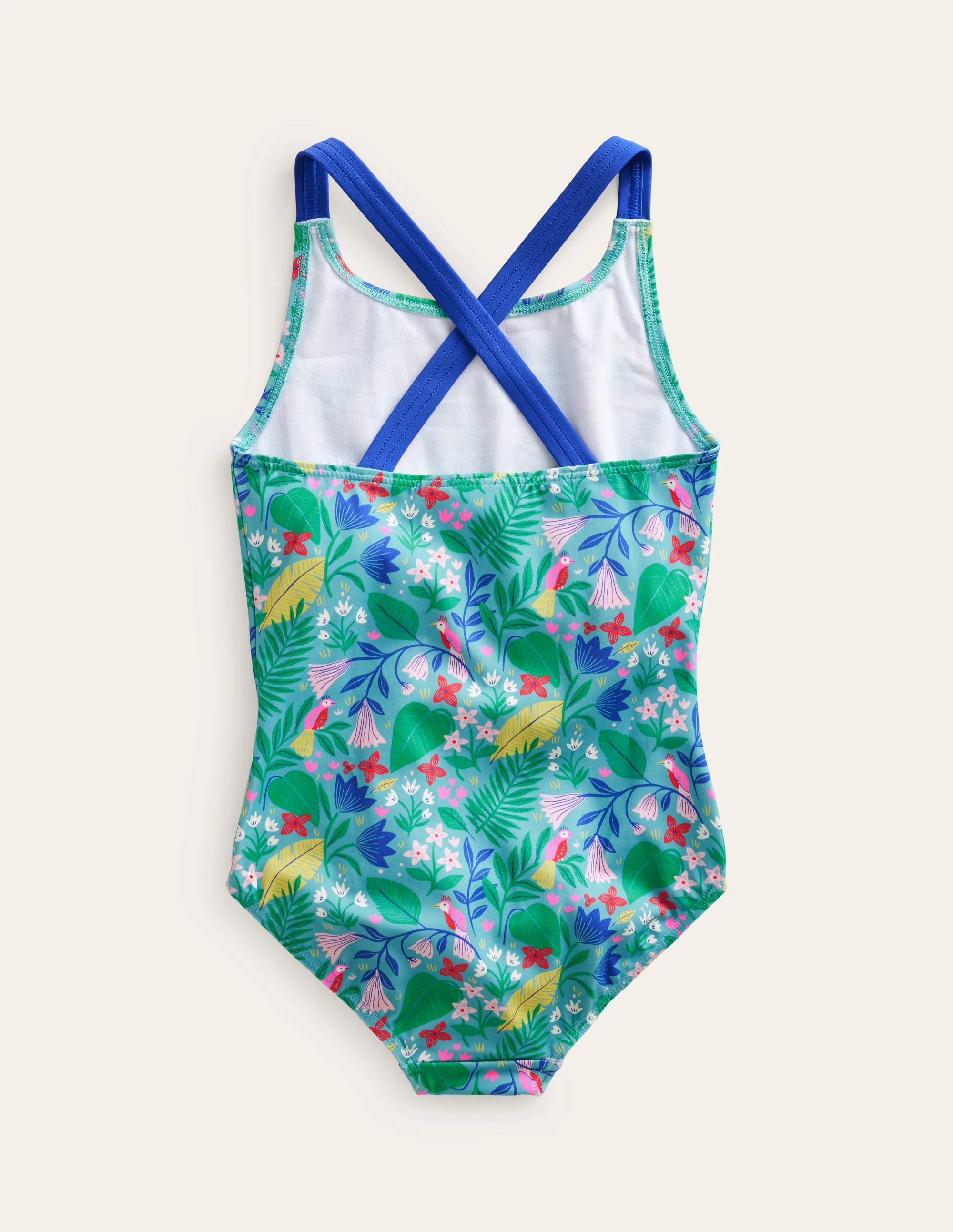 Cross-back Printed Swimsuit-Multi Parrot Vine - Image 2