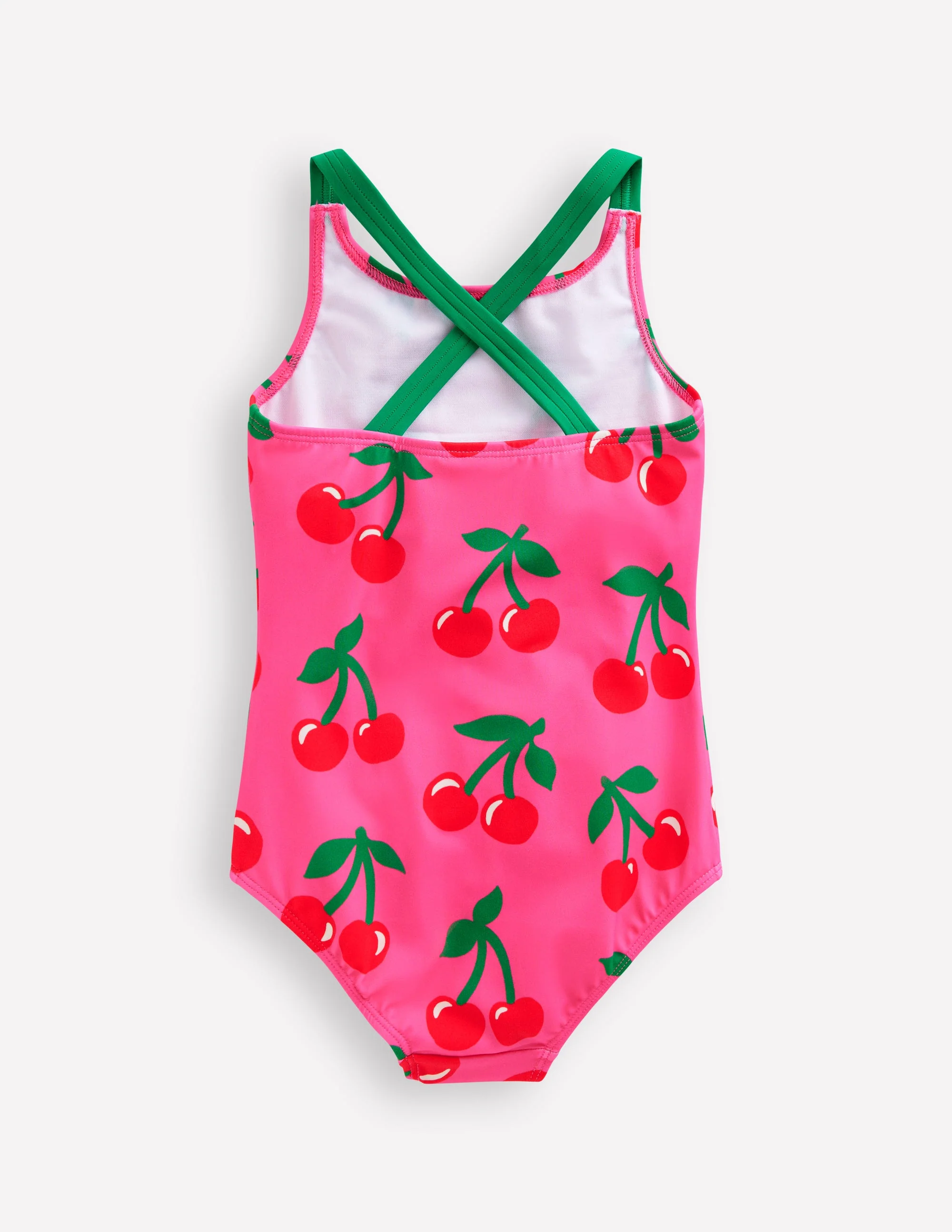 Cross-back Printed Swimsuit-Sorbet Pink Cherries - Image 2
