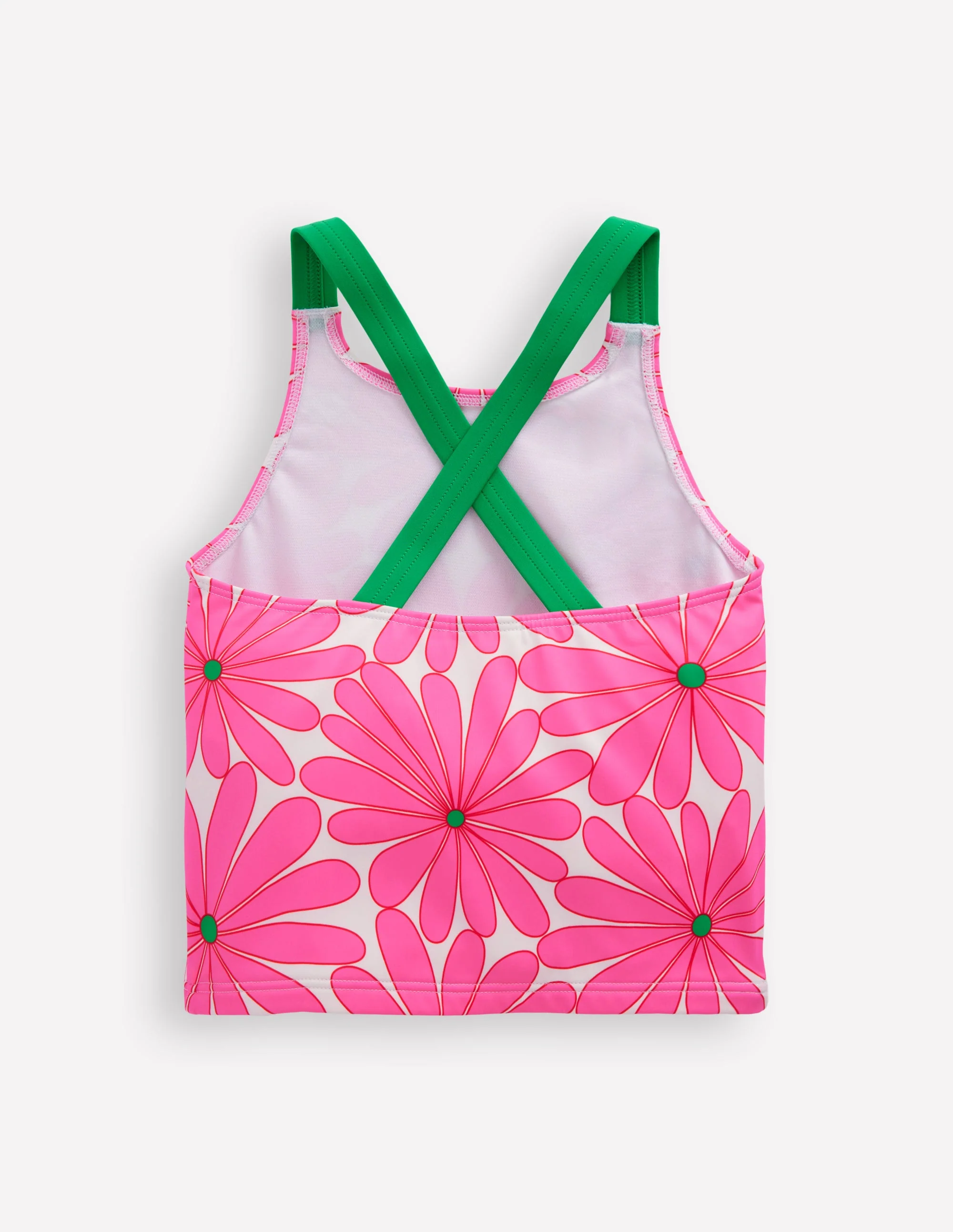 Cross-Back Tankini Top-Festival Pink Daisy - Image 2