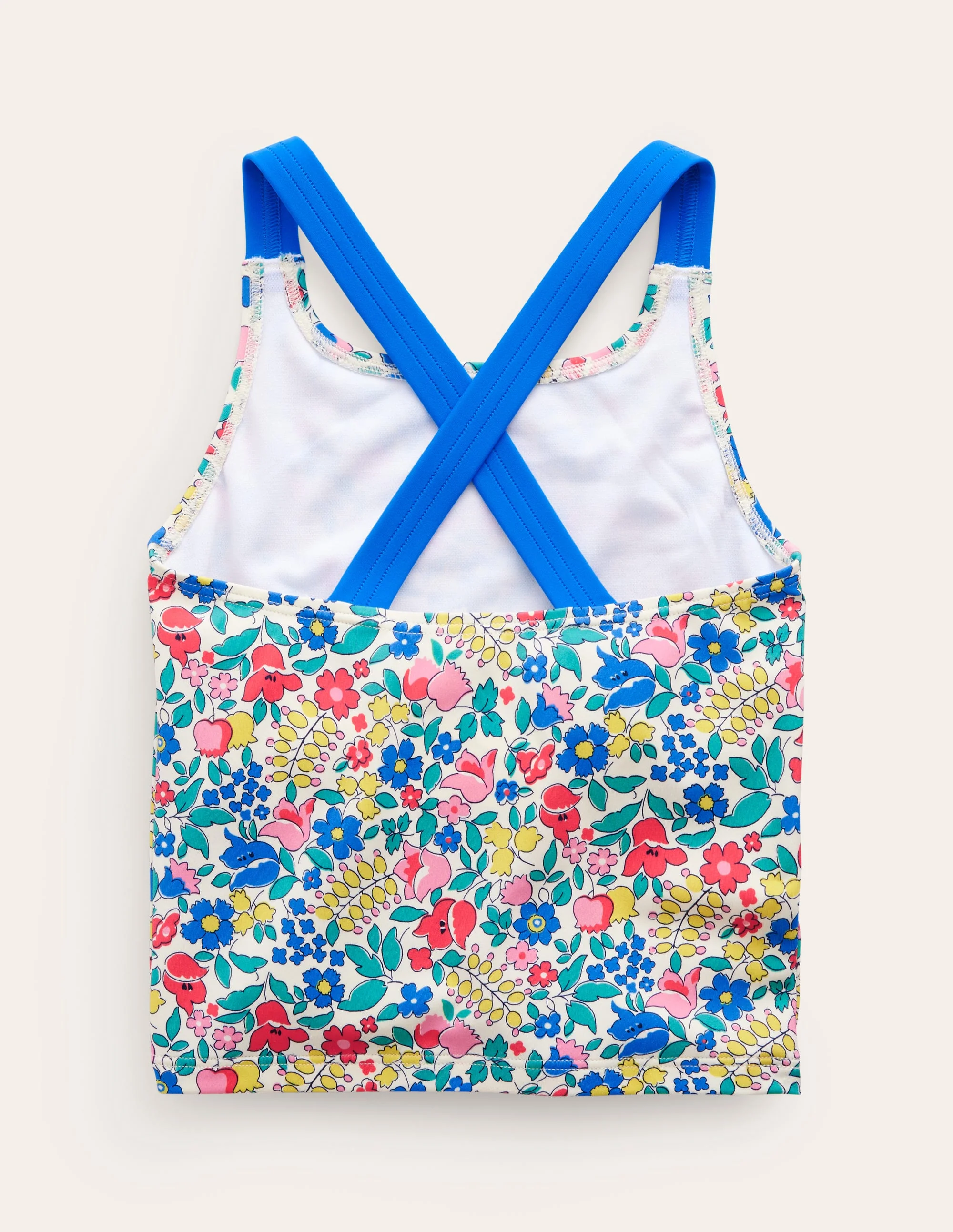Cross Back Tankini Top-Multi Flowerbed - Image 2