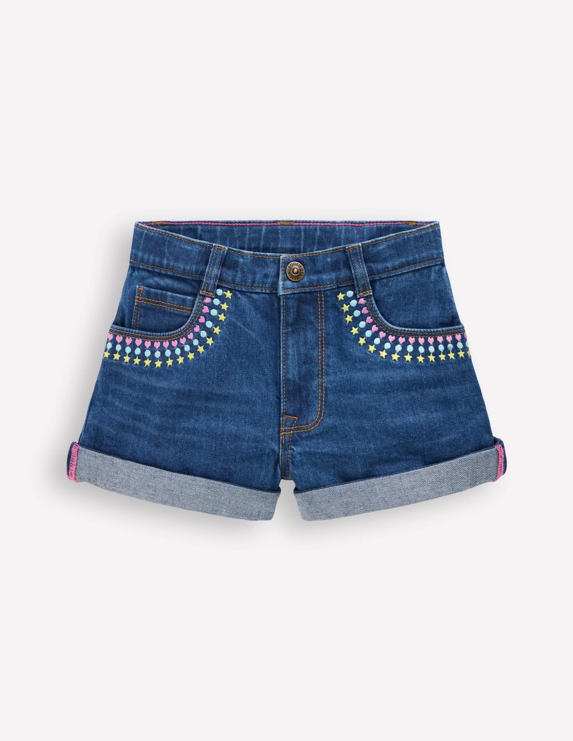 Denim Shorts-Mid Vintage Embroidered