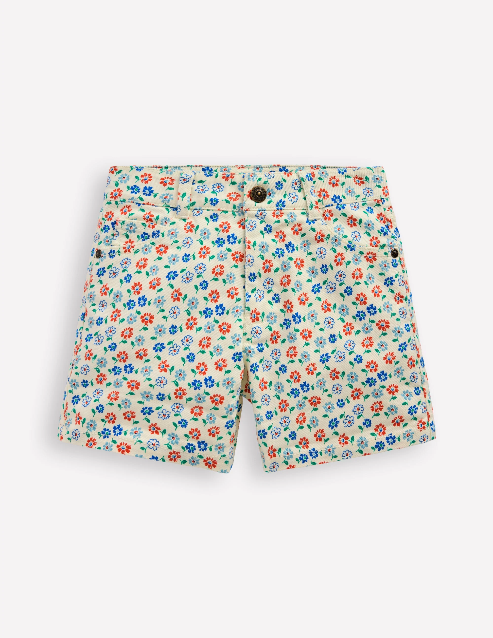 Denim Shorts-Vanilla White Vintage Daisy