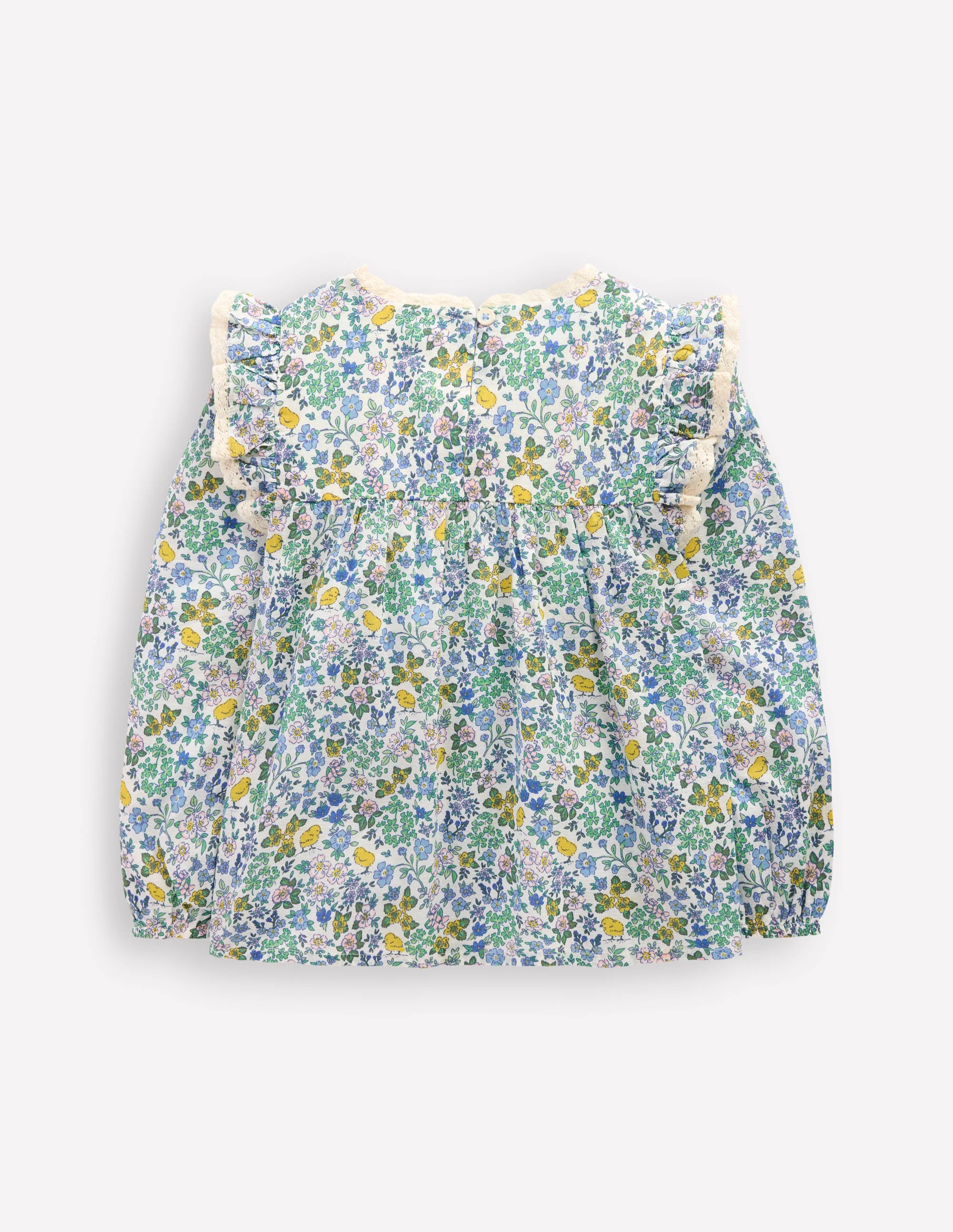 Dorothy Smocked Ruffle Blouse-Vanilla White Chick Floral - Image 2